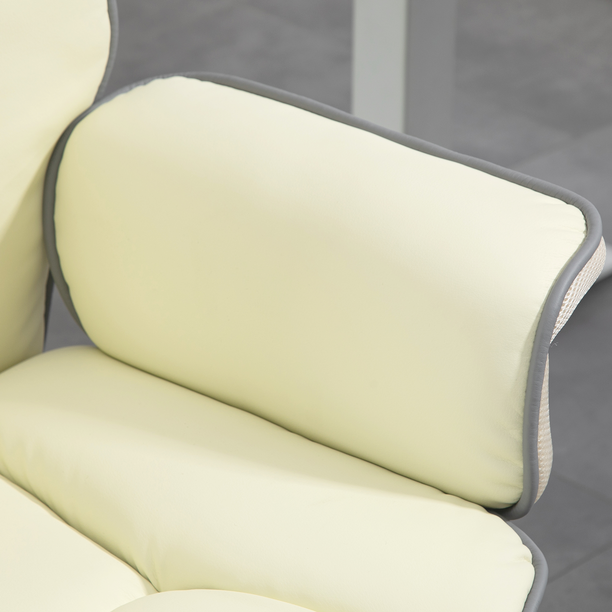 Vinsetto Ergonomische Bureaustoel, Extra Gepolsterd, Kantelfunctie, Kunstleer, 76x80x118-124 cm, Crème