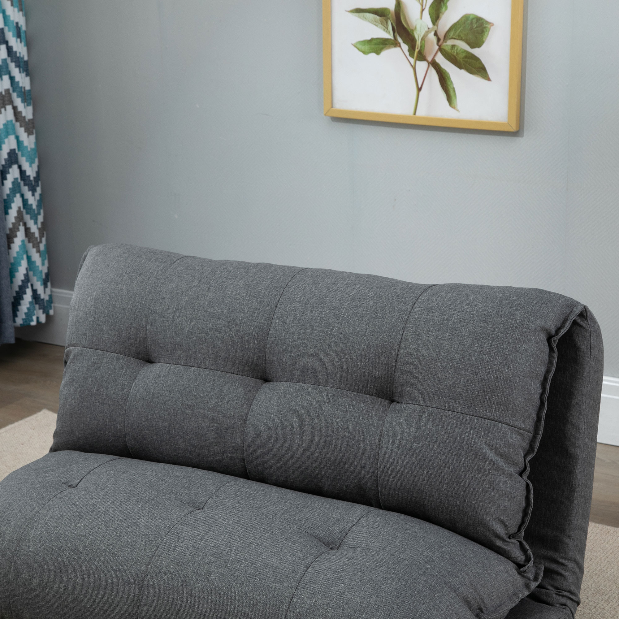 HOMCOM Diepe Relaxstoel, 13 Standen, Linnenlook, Metalen Structuur, 100 x 71 x 54 cm, Grijs