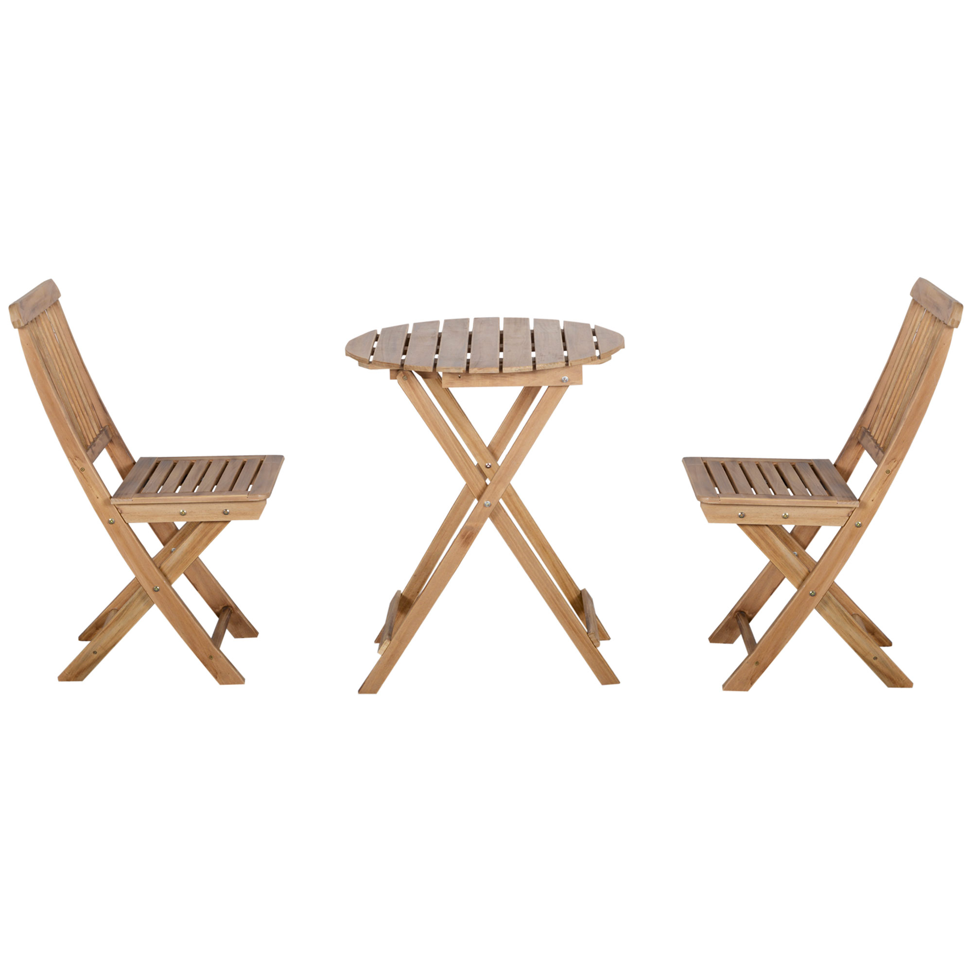 Outsunny bistroset 3 st. Opklapbare houten bistrotafel met 2 stoelen tuinset