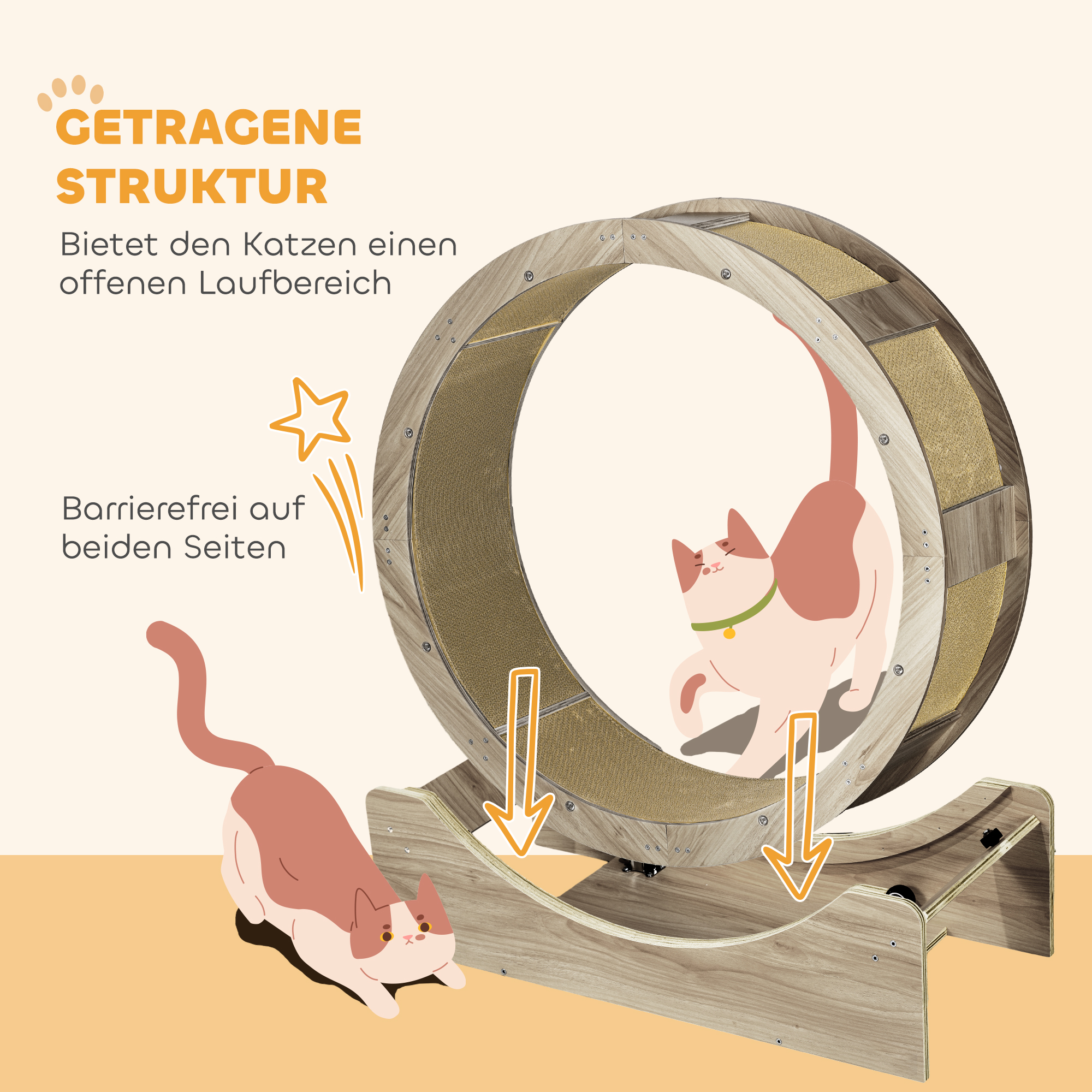 PawHut Kattenloopband, 91 cm, met Rem en Krabmat, Ideaal voor Gezonde Beweging van uw Kat, Walnoot
