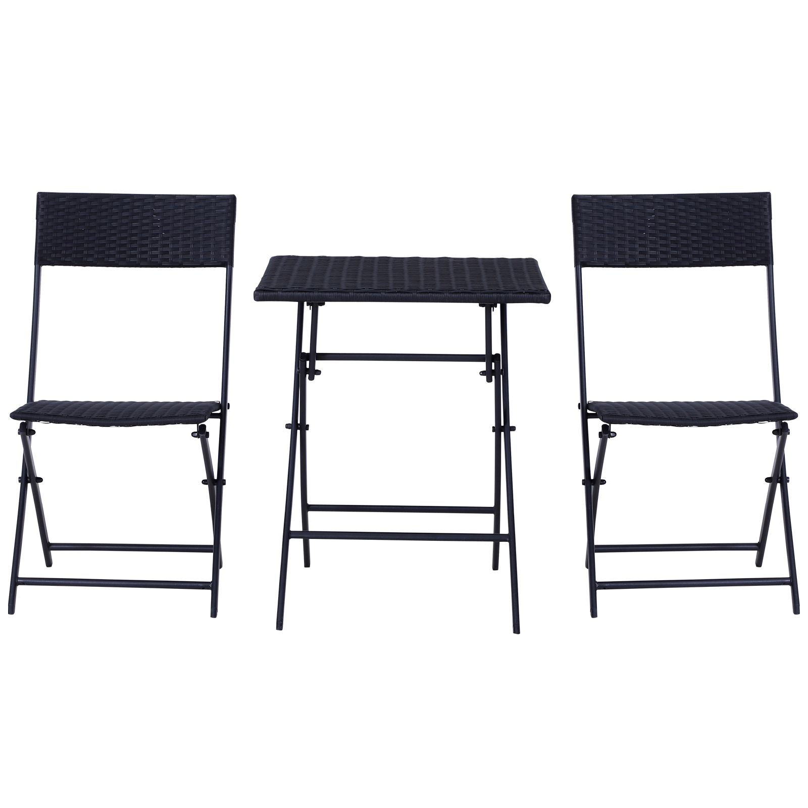 Outsunny 3-delig poly-rotan Bistro zitgroep tafel-stoel set tuinset tuinmeubels