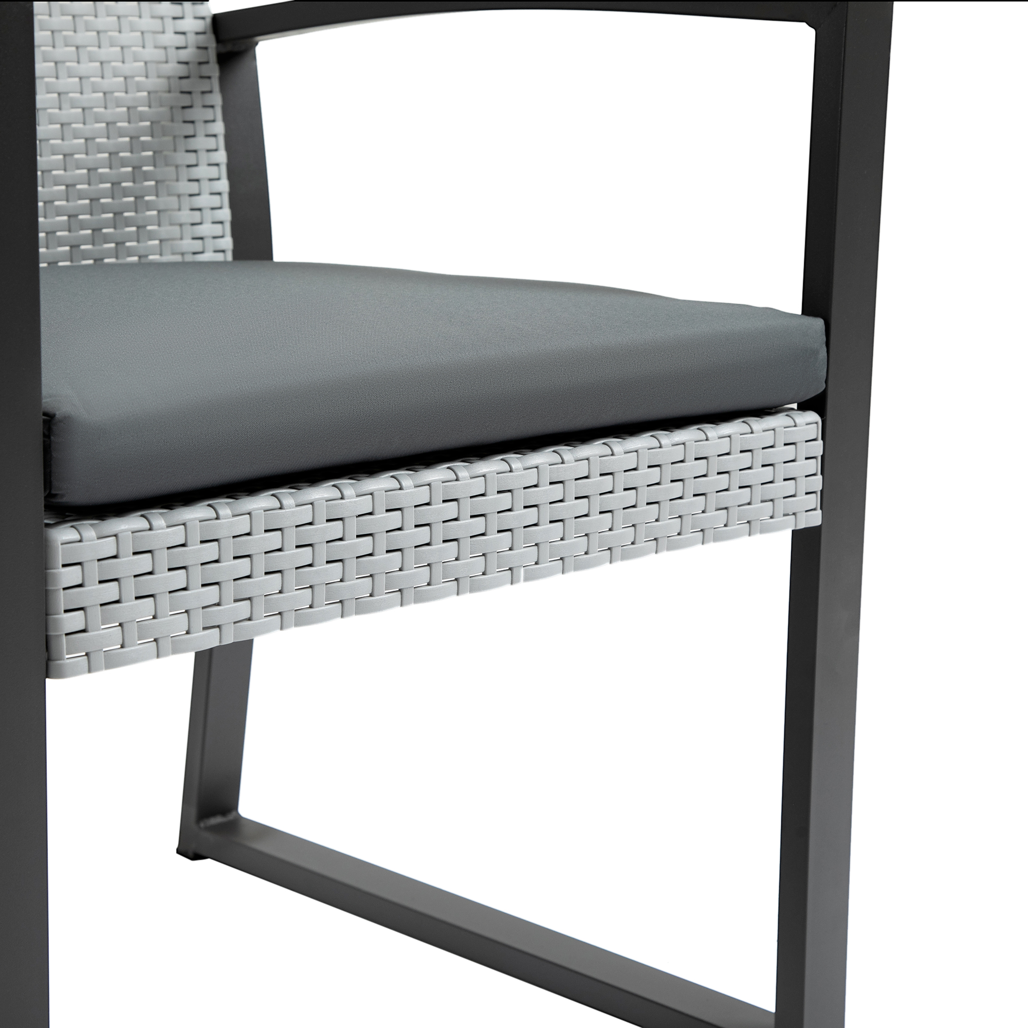 Outsunny poly rotan bistro set 3 st. Balkonmeubelset, tuinmeubelset met bijzettafel, tuinset, zitset met zitkussen, staal, zwart en grijs