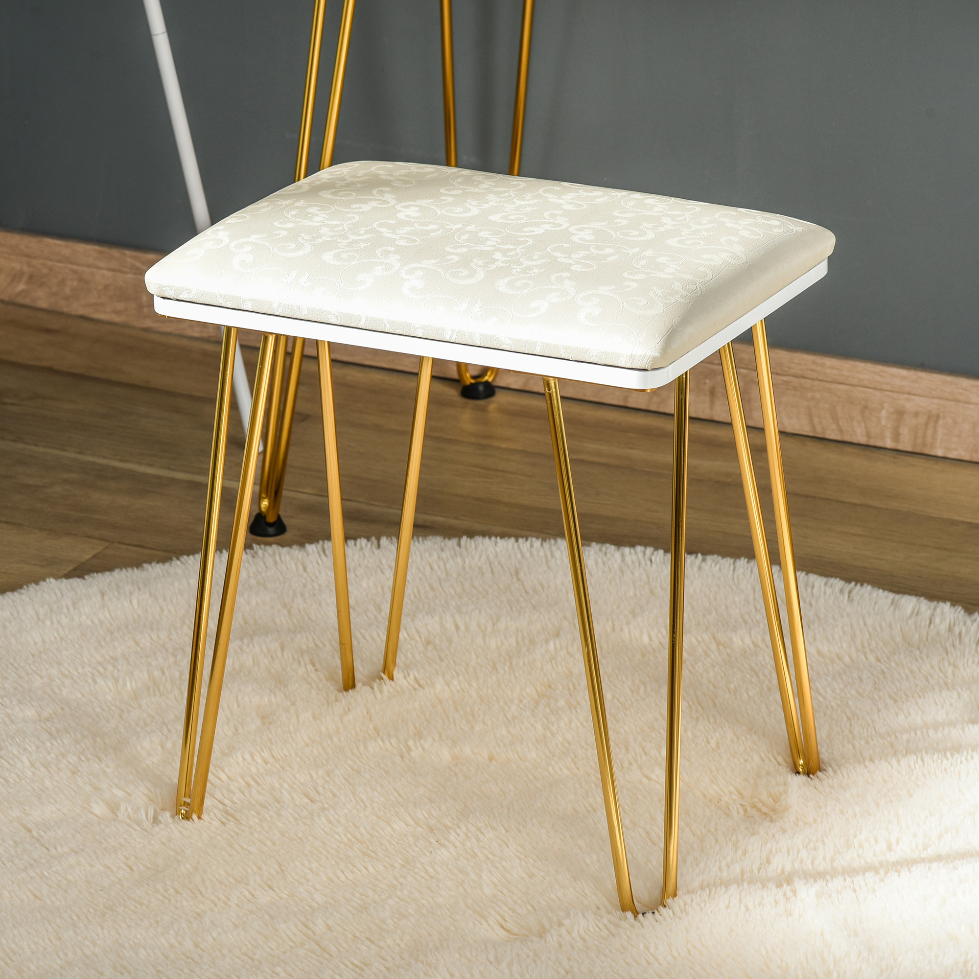 HOMCOM make-uptafel gestoffeerde kruk retro design