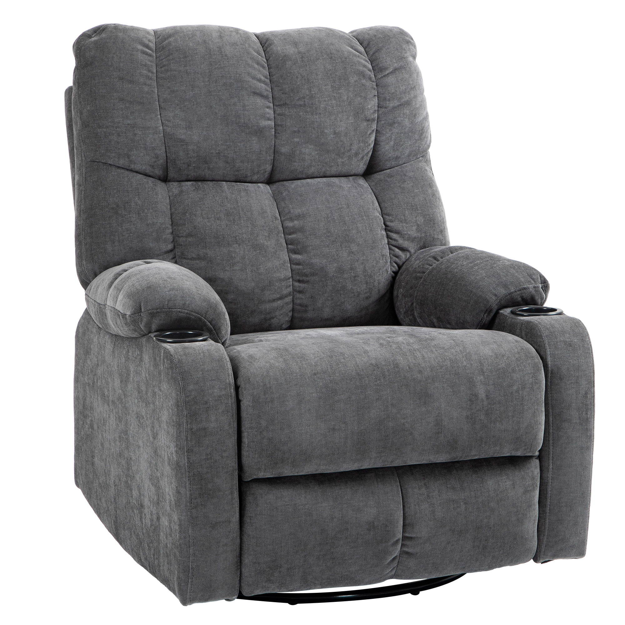 HOMCOM Relaxstoel met Voetsteun, Ligstoel, Draaibaar, tot 150 kg, Stalen Frame, 88x96x108cm, Donkergrijs