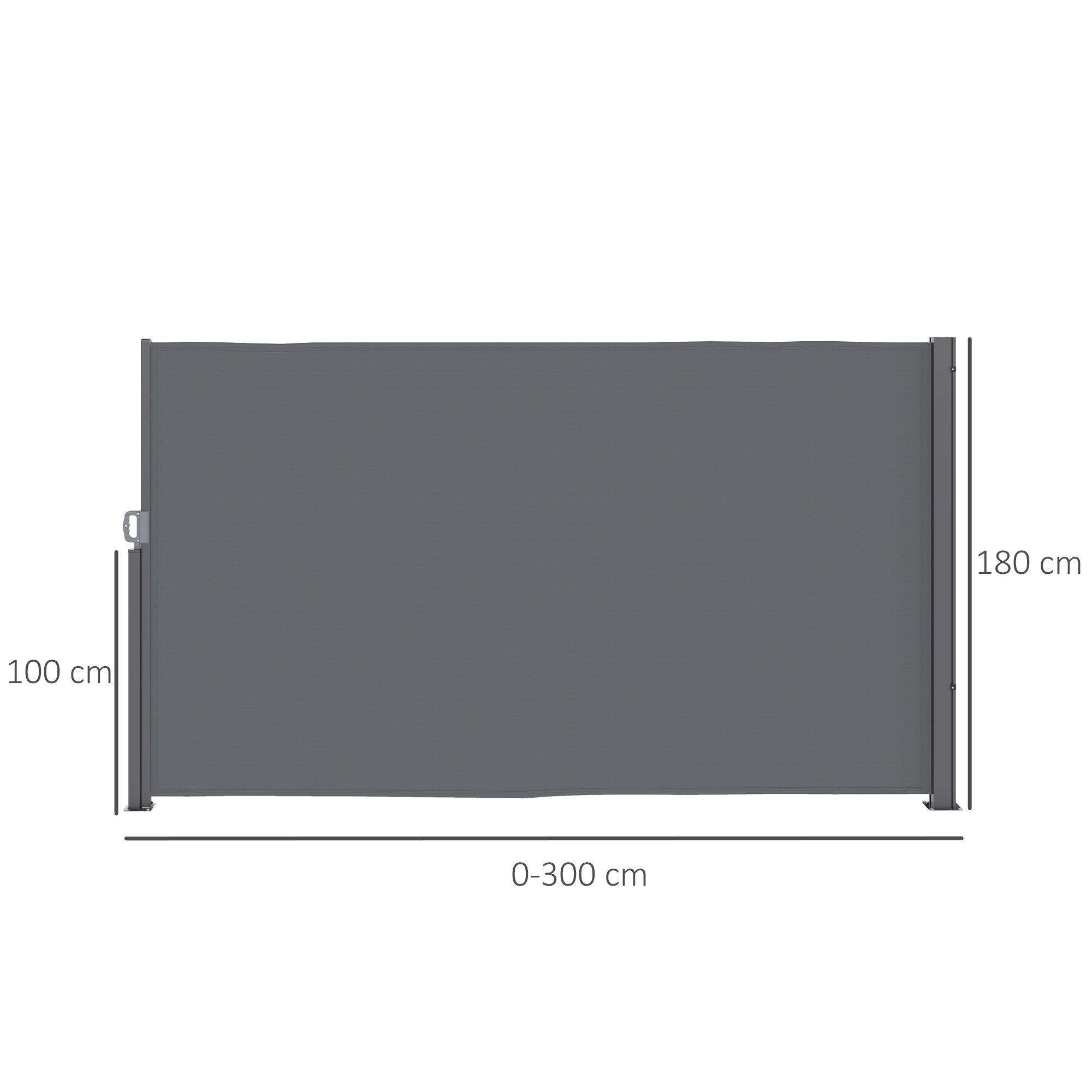 Outsunny Uittrekbare Zijluifel Privacyscherm met Muurbevestiging, UV-& waterbestendig 300x180cm in Donkergrijs