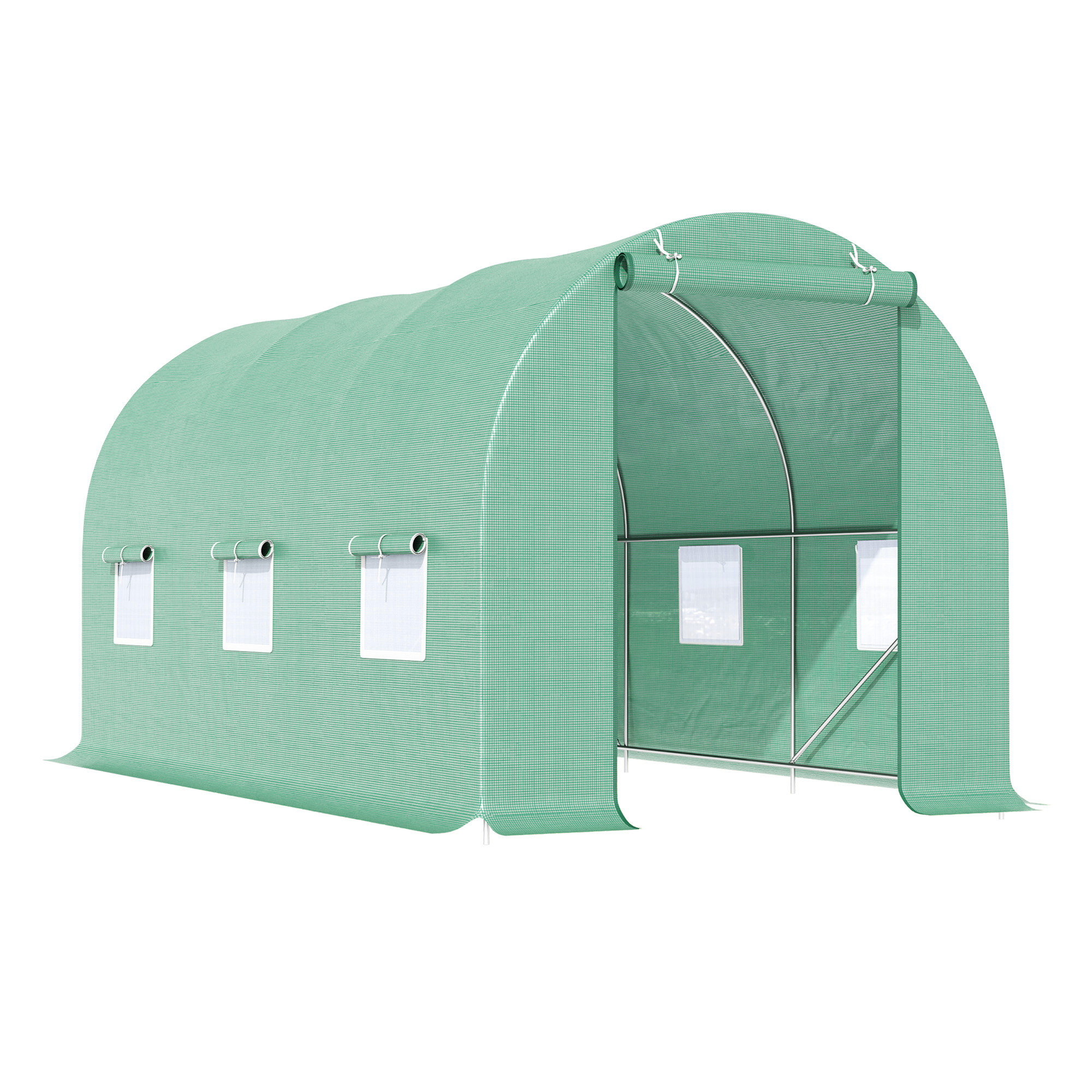 Outsunny Ruime Kas voor Elk Seizoen - Groen 445 x 190 x 200 cm