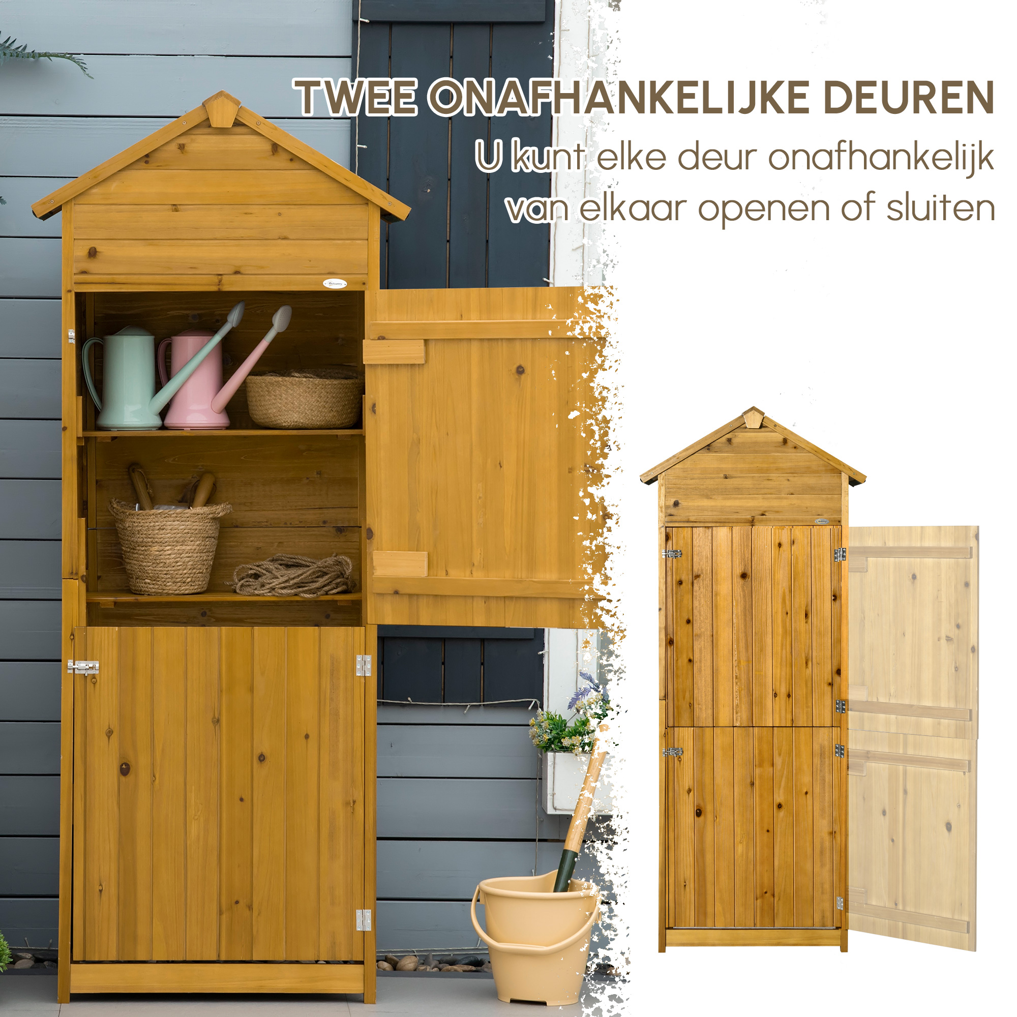 Outsunny Huisdiertrap Hondentrap, 3 treden, grenenhout, 46 cm x 54 cm x 42,5 cm, Bruin + Zwart