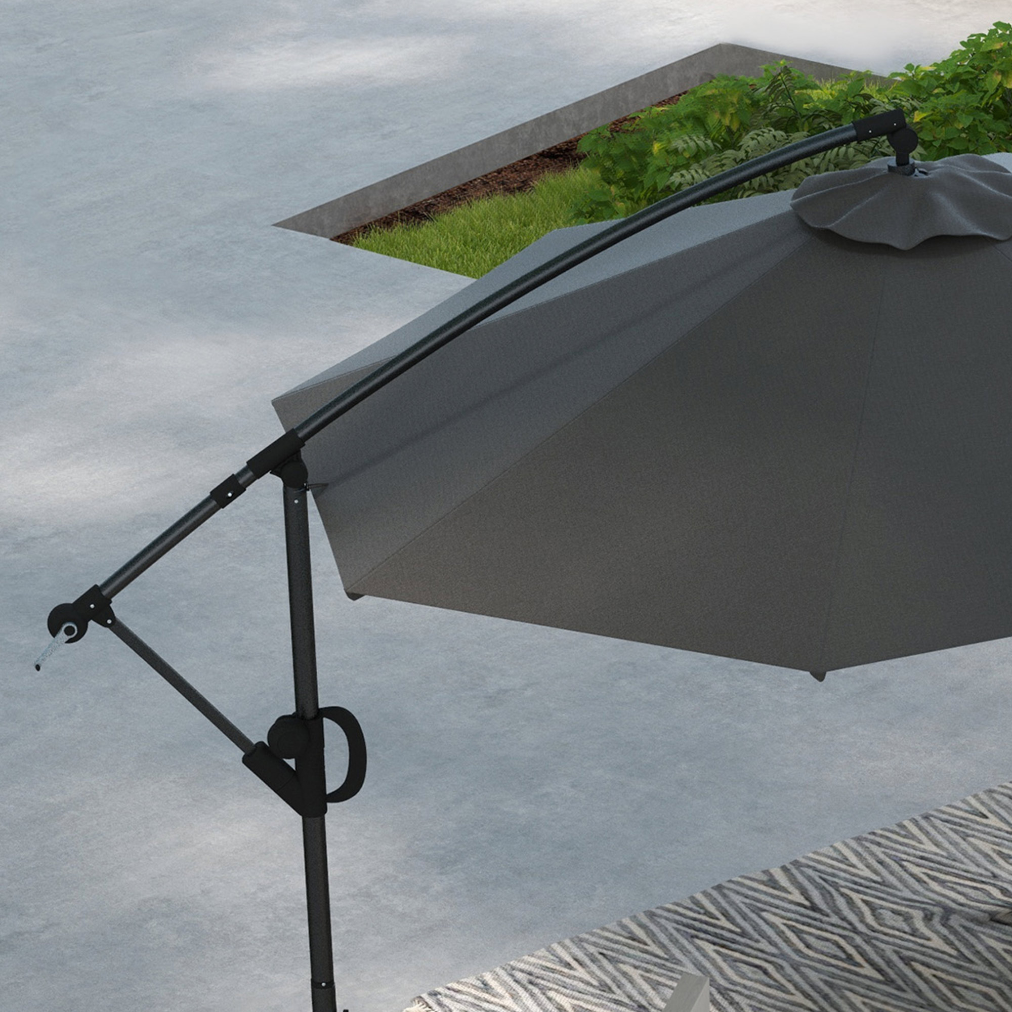 Outsunny Parasol Ampelschirm, incl. Kruisvoet, 293 x 293 x 260 cm, Grijs