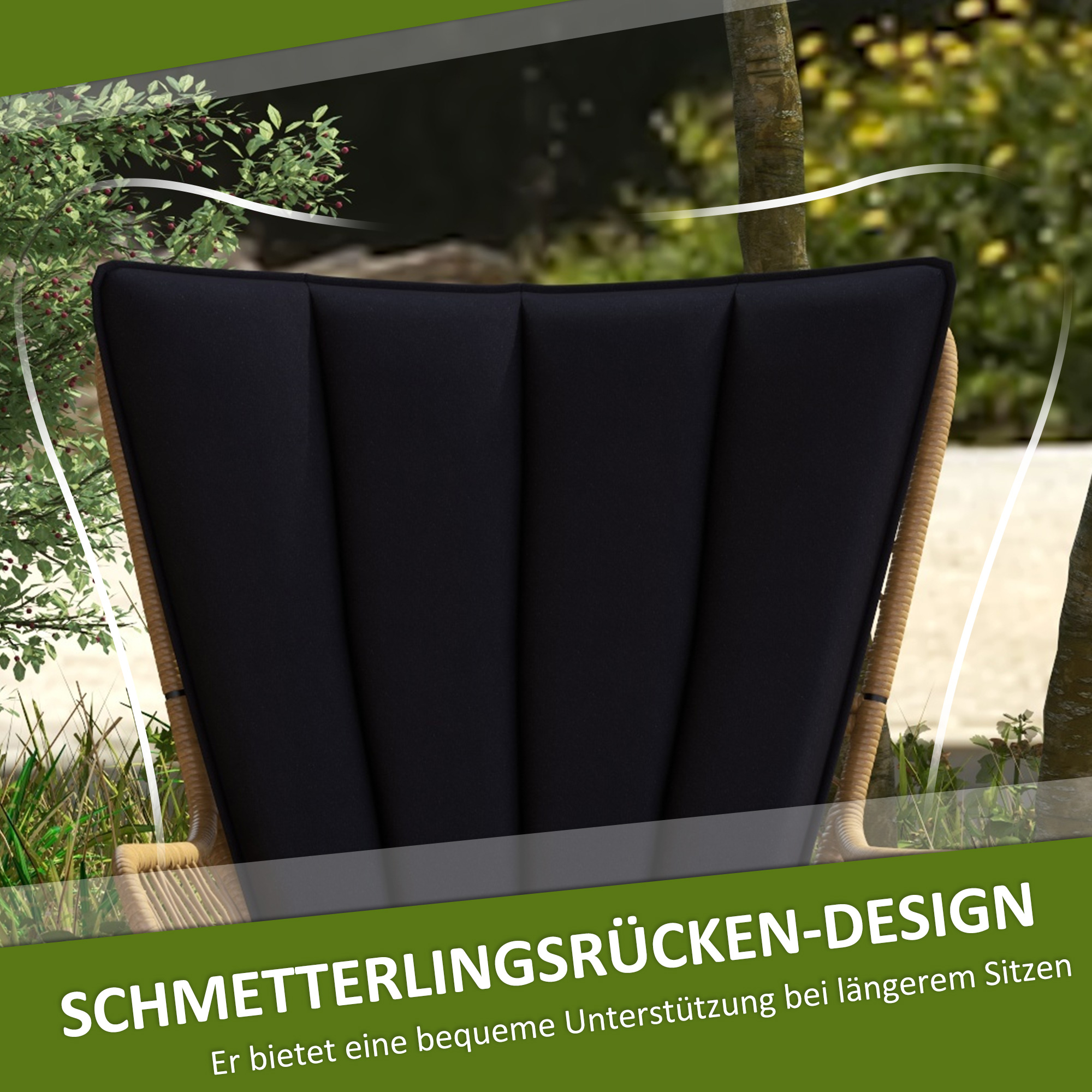 Outsunny Bistroset Balkonmeubelset, Boho-stijl, weerbestendig, 78 x 68 x 95 cm, Zwart