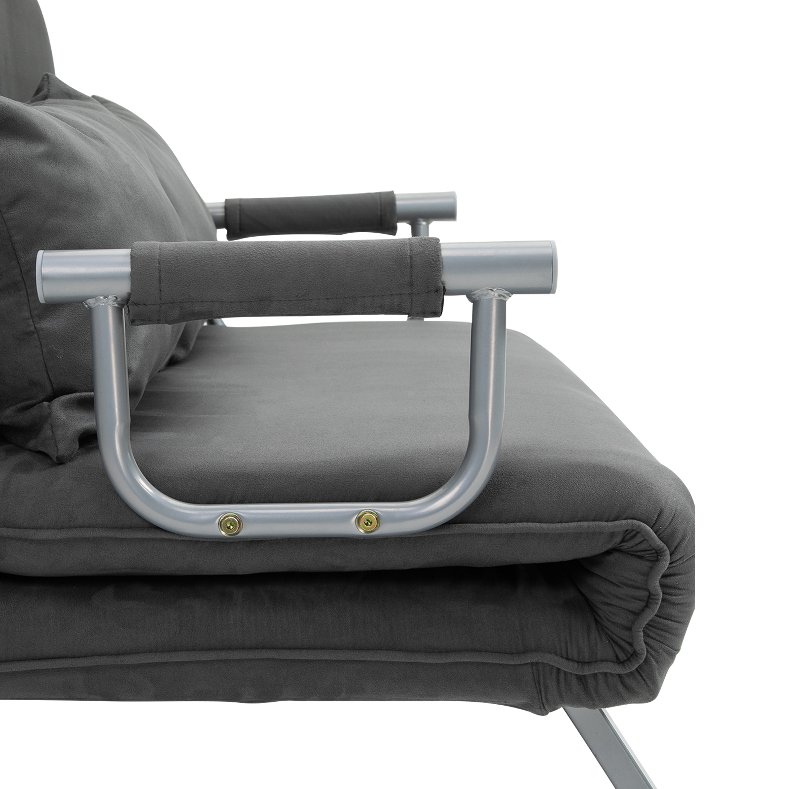 HOMCOM tweezits bedbank met armleuningen, 3-in-1 slaapbank, logeerbed, opvouwbare matras, opklapbed, chaise longue, multifunctioneel, imitatie-suède grijs 105 x 80 x 78 cm