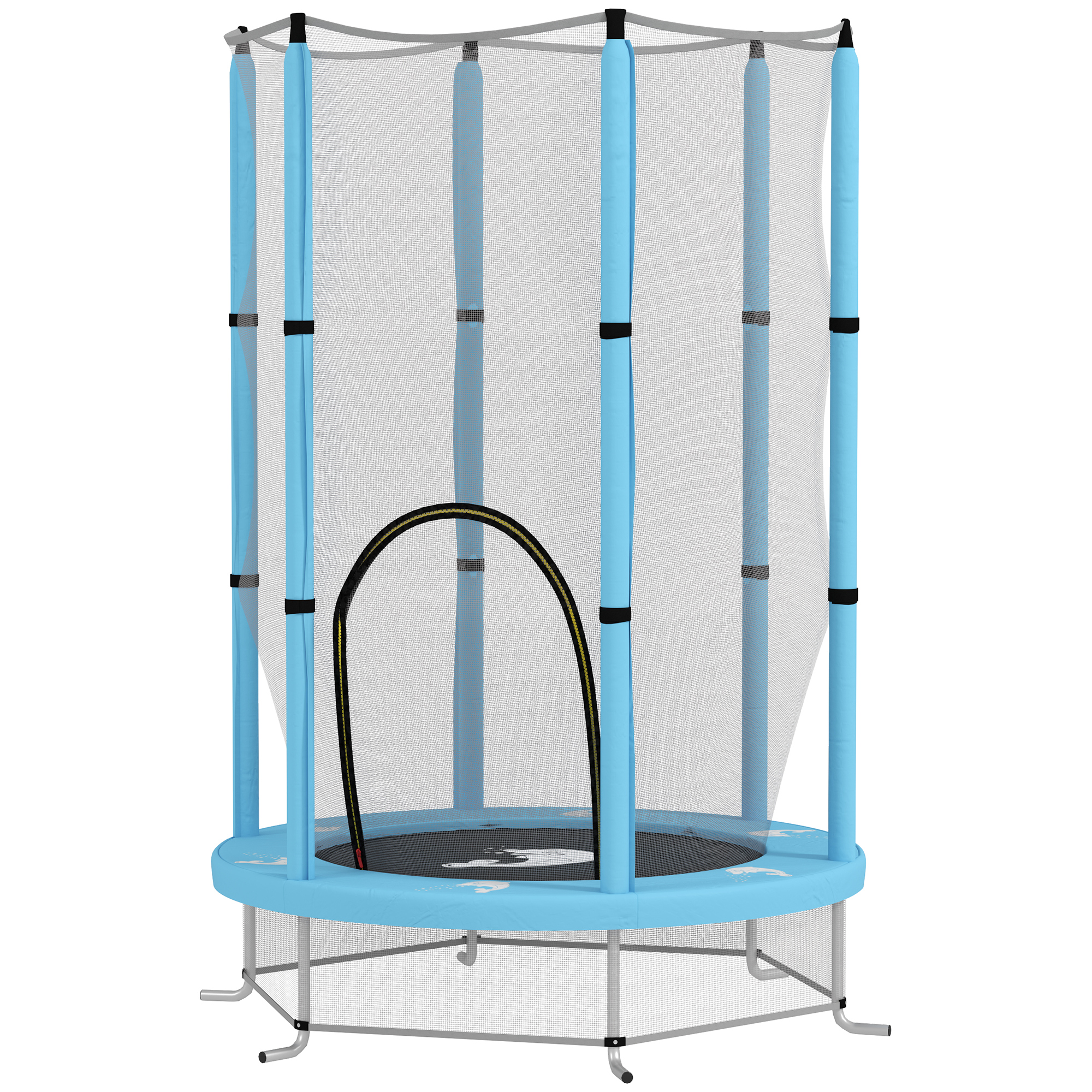 AIYAPLAY Kindertrampoline met Veiligheidsnet, Voor Binnen- en Buitengebruik, 3-6 Jaar, Lichtblauw