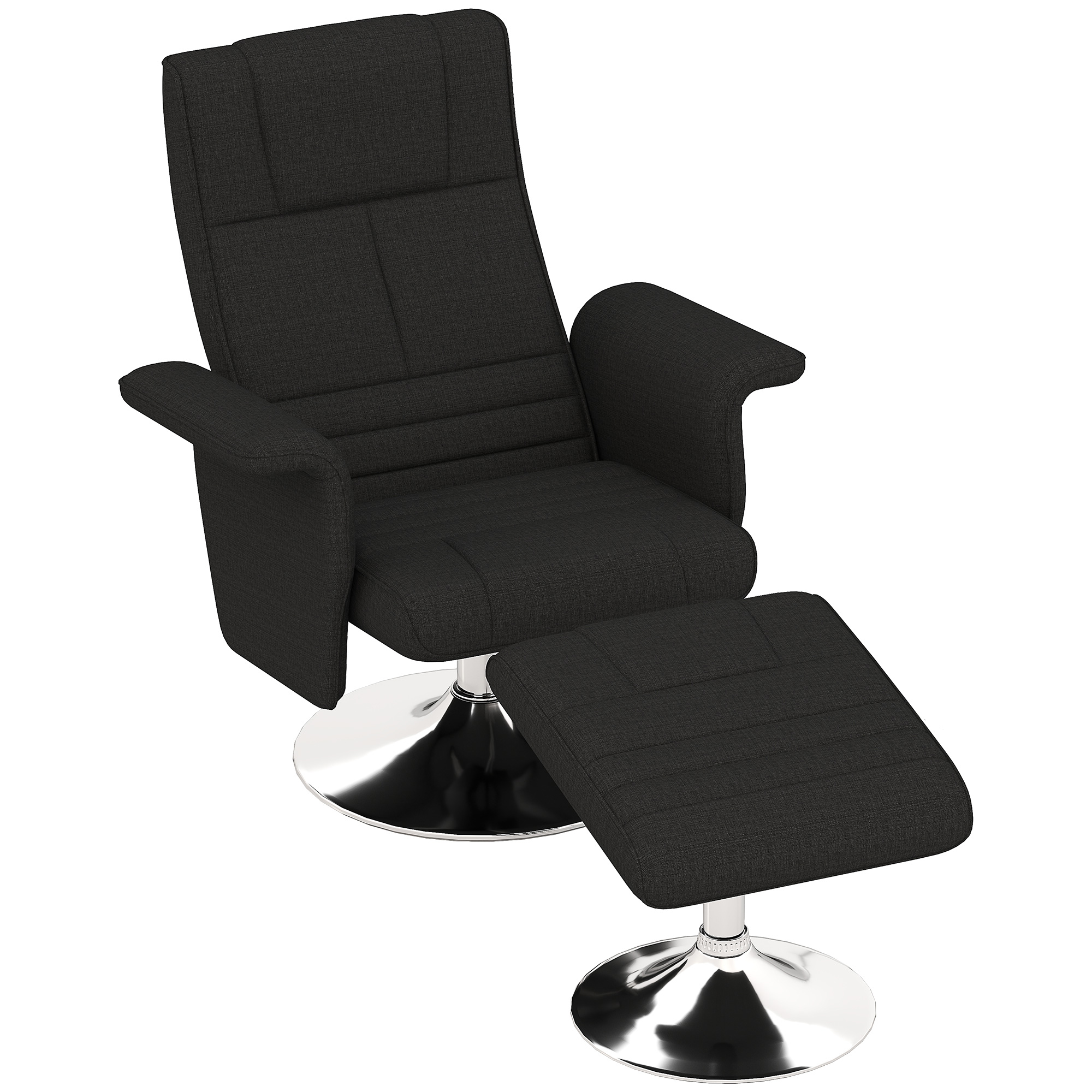 HOMCOM Massagesessel met Kruk, Kantelbare Rugleuning, 78 x 95 x 88 cm, Zwart