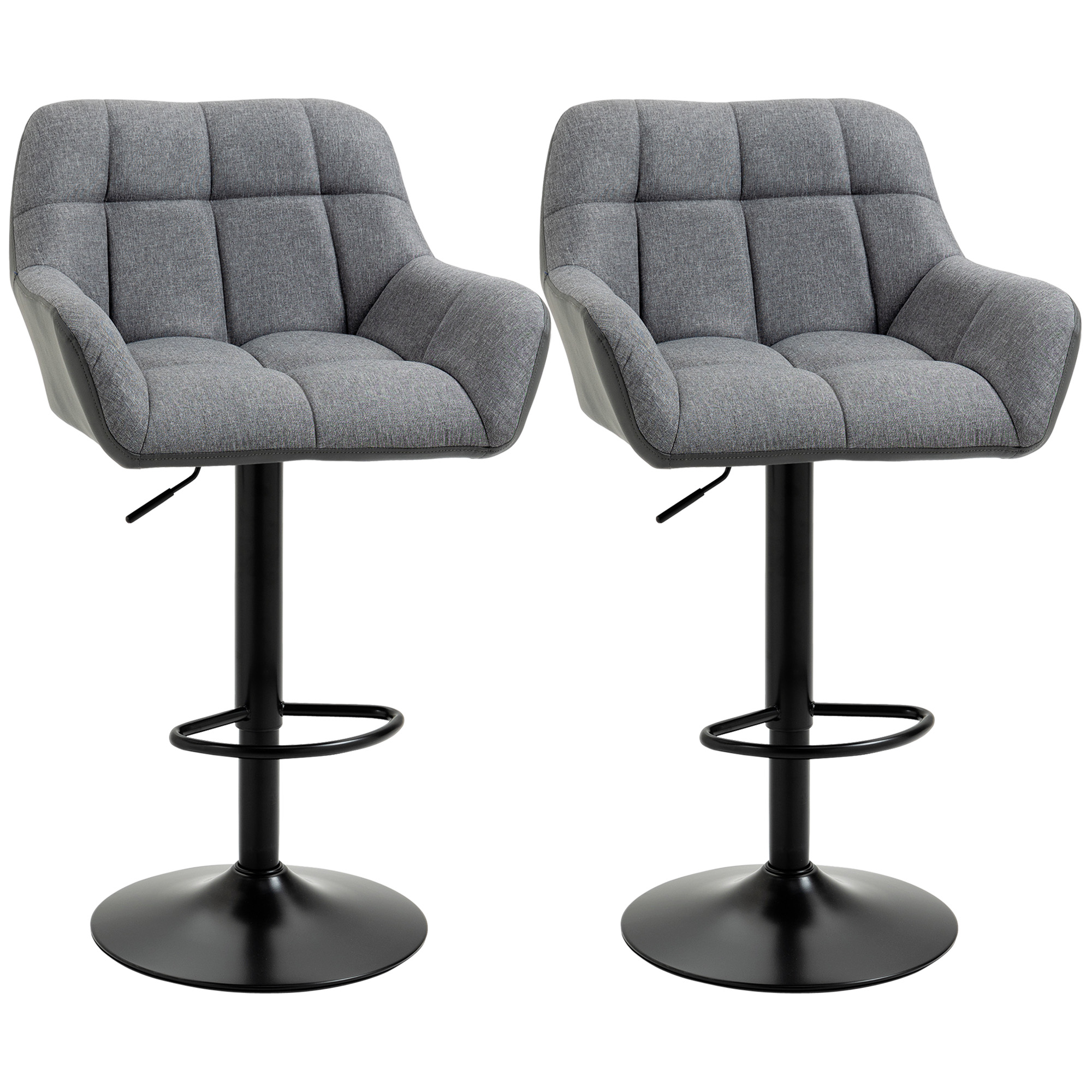 HOMCOM barkrukken, set van 2, tegenkrukken, in hoogte verstelbaar, draaibaar, in retro-design