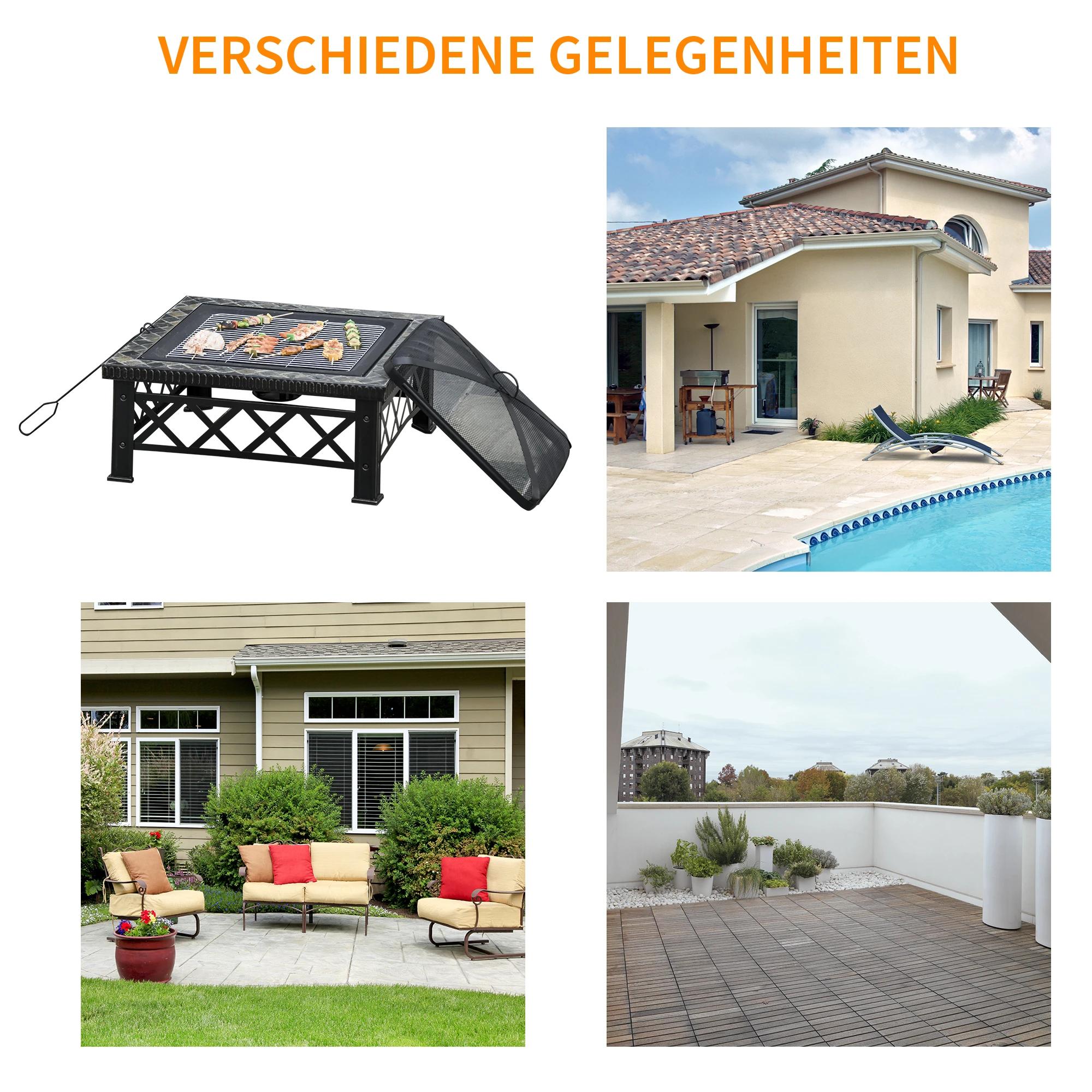 Outsunny 3-in-1 vuurschaal vuurkorf