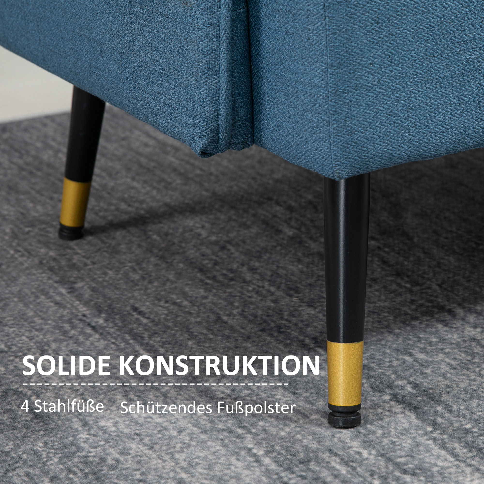 HOMCOM Retrodesign Tweezitsbank met Knoopstiksel, Sofa in Linnenlook, Donkerblauw