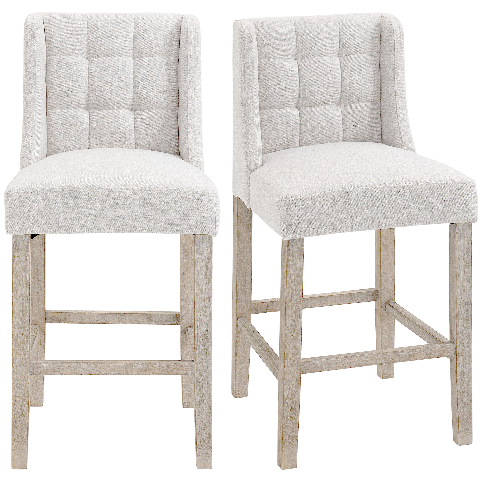 HOMCOM set van 2 barkrukken moderne keukenstoelen barkrukken voor keuken met lage rugleuning linnen touch rubberhout beige 47 x 50 x 101 cm