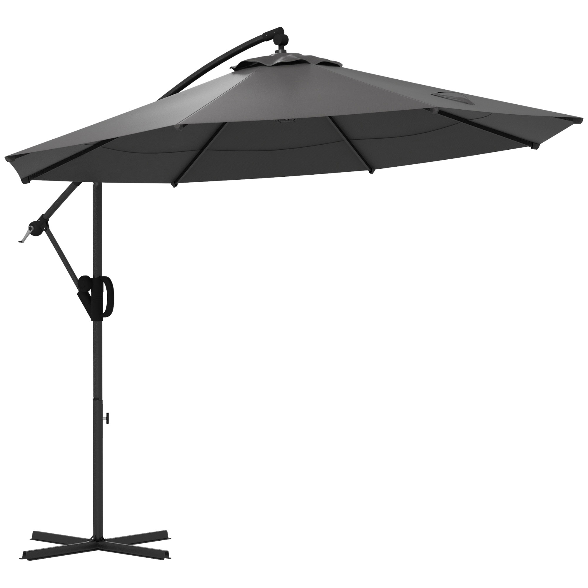 Outsunny Parasol Ampelschirm, incl. Kruisvoet, 293 x 293 x 260 cm, Grijs