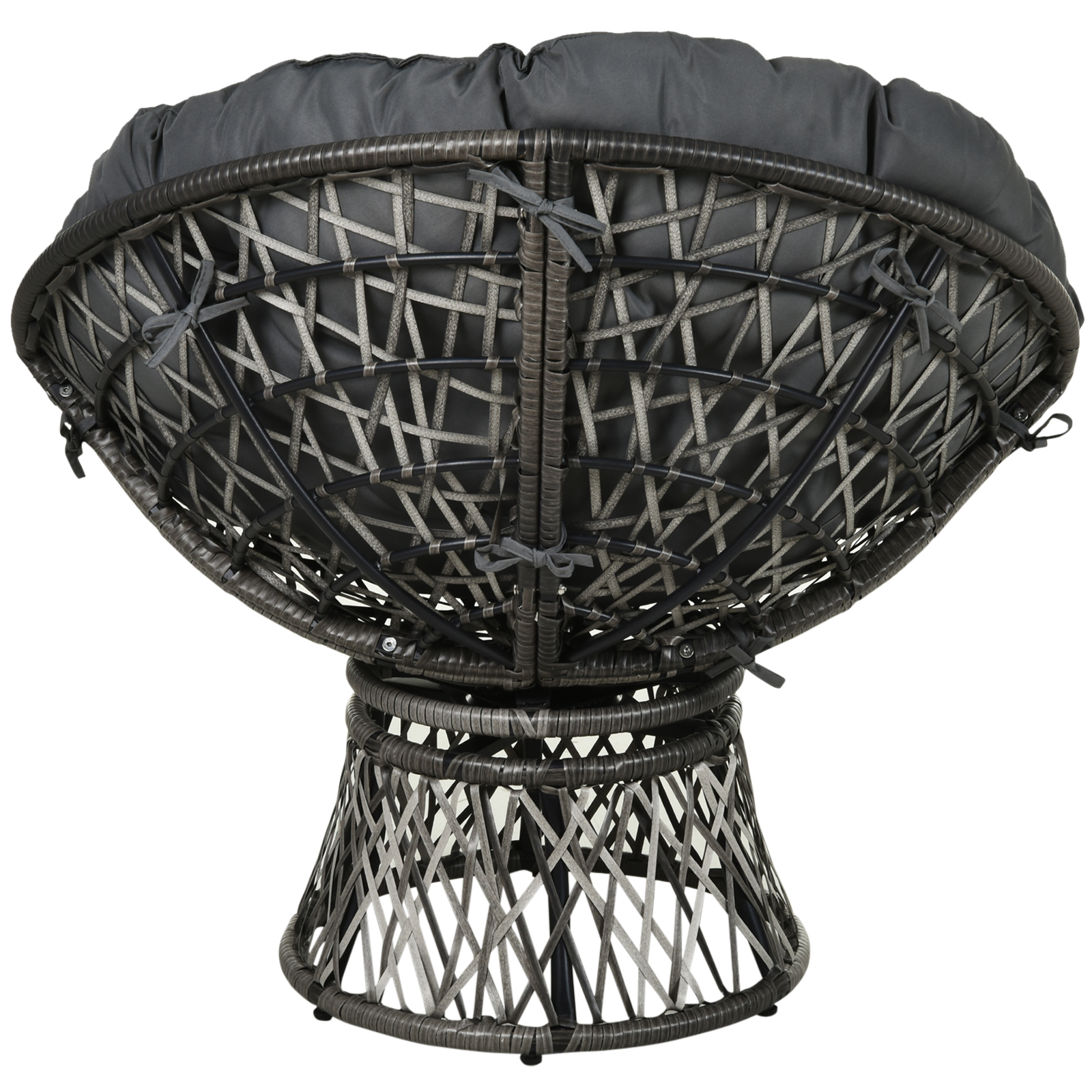 Outsunny Papasan fauteuil met bekleding rieten fauteuil 360 graden rotan grijs