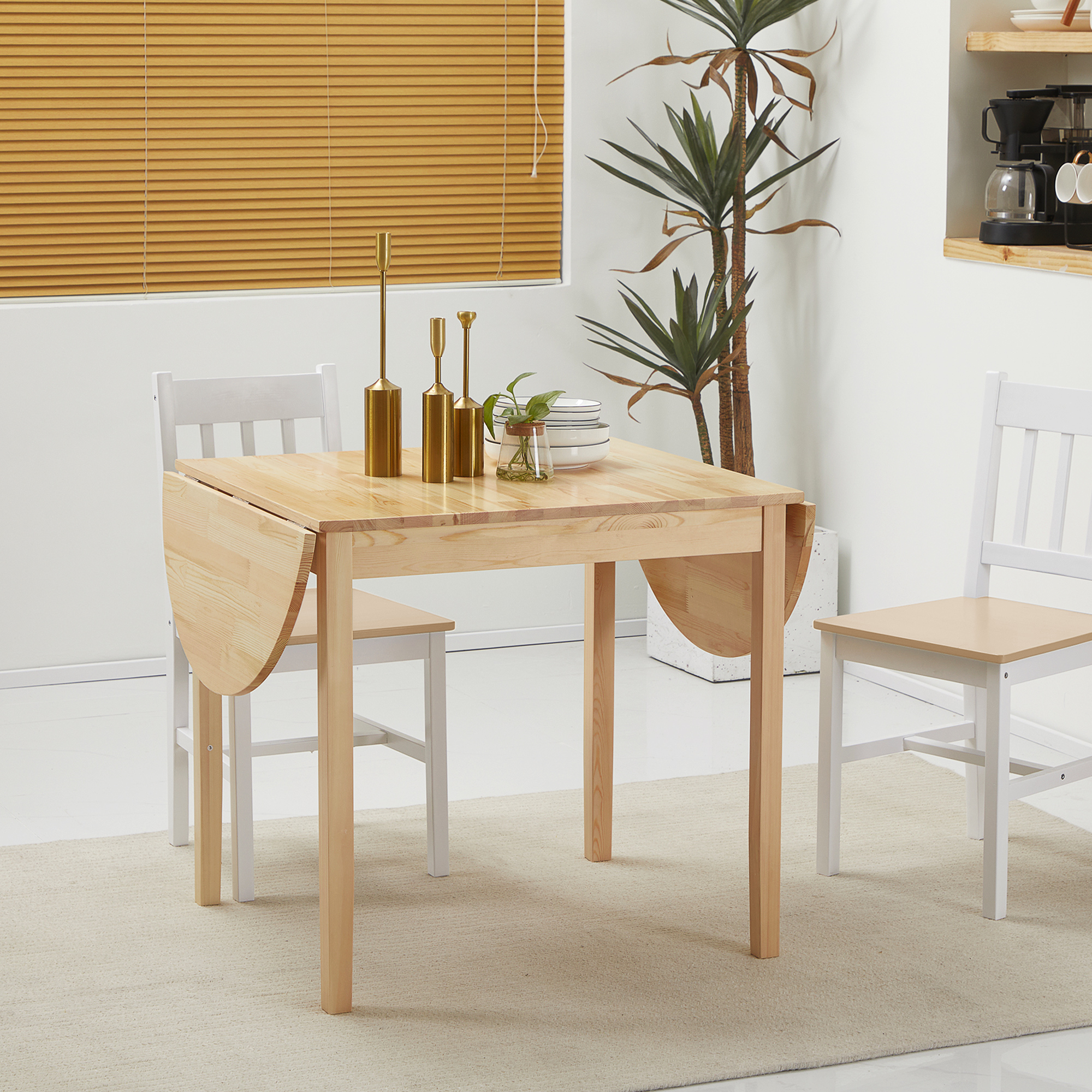 HOMCOM Opklapbare Houten Eettafel Keukentafel voor 6 Personen met Drop-Leaf-Design 140 x 70 x 75 cm Natuurhout