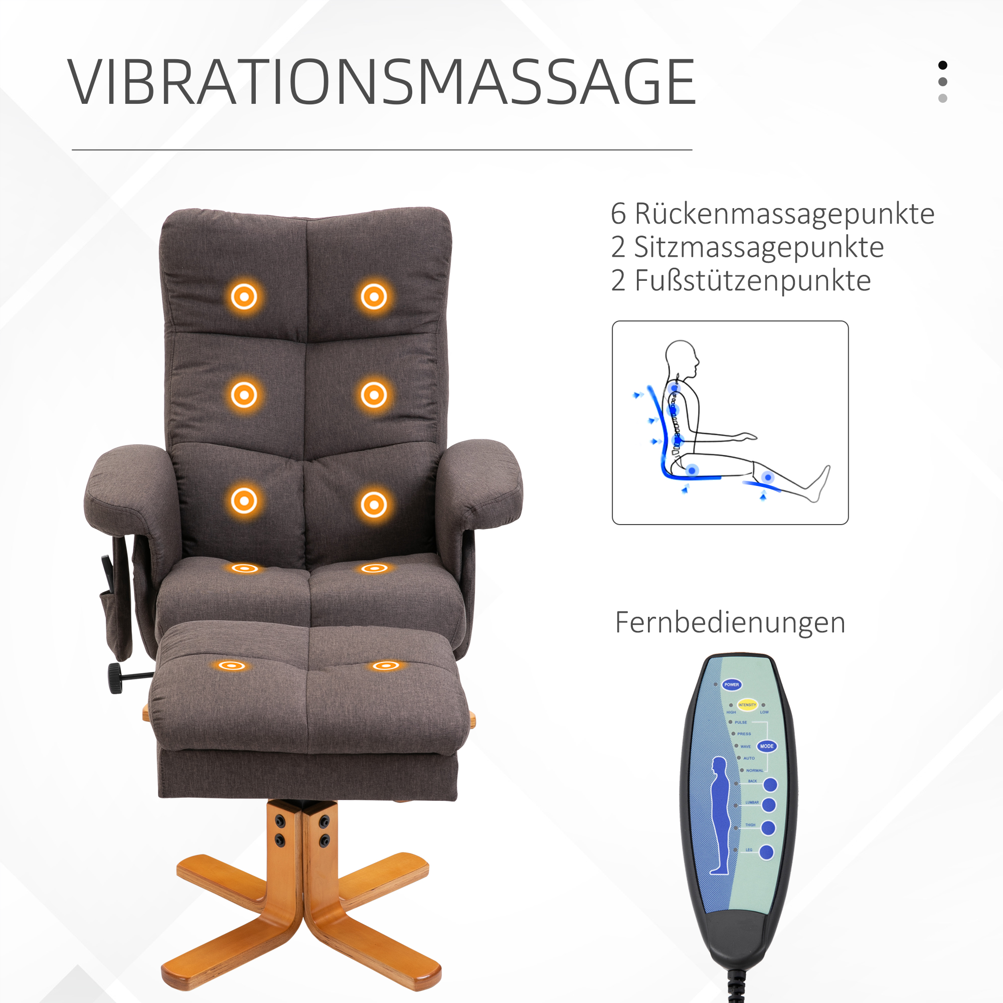 HOMCOM massagestoel 80 cm x 86 cm x 99 cm