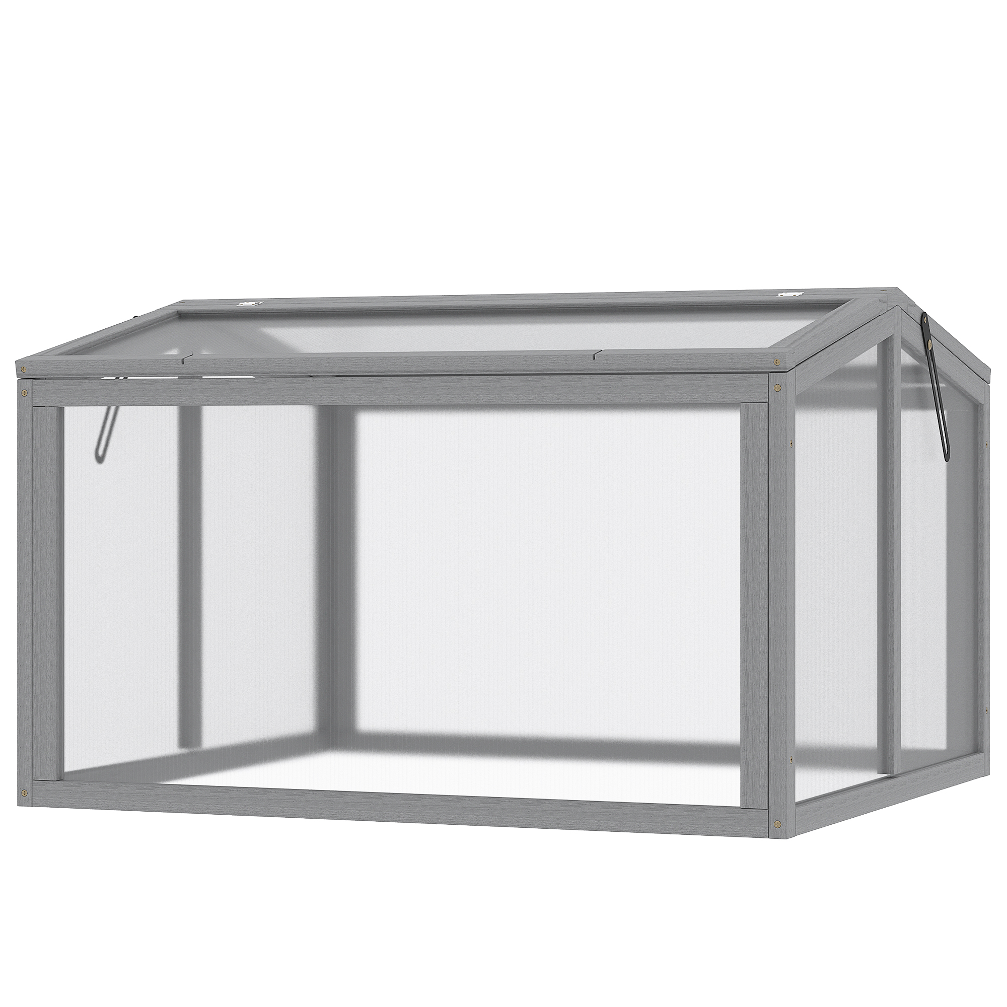 Outsunny Kweekbak Minikas Broeikas met Deksel van Hout en Polycarbonaat Weerbestendig Lichtgrijs 90 x 80 x 58 cm