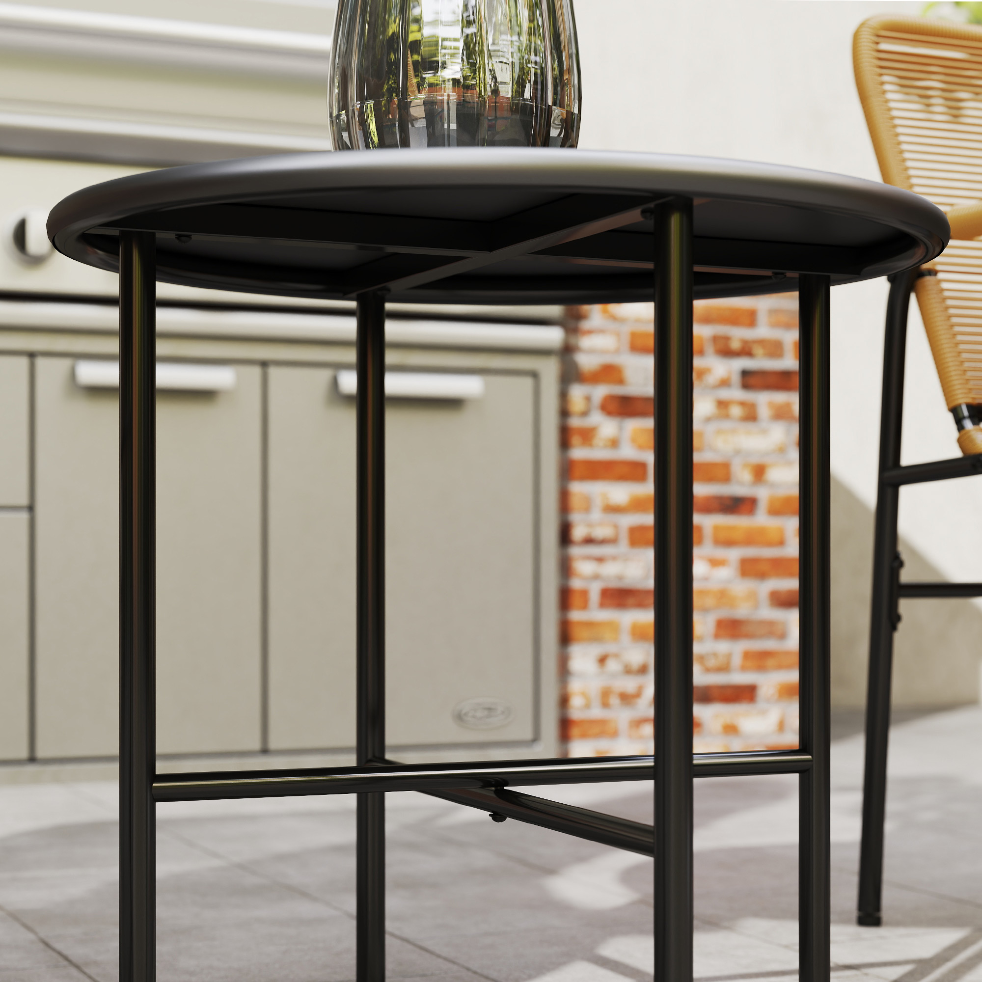 Outsunny 3-delig Rattan Bistroset, Zitgroep, Tuinset met 2 Tuinstoelen, Salontafel 54 x 66 x 76 cm Geel