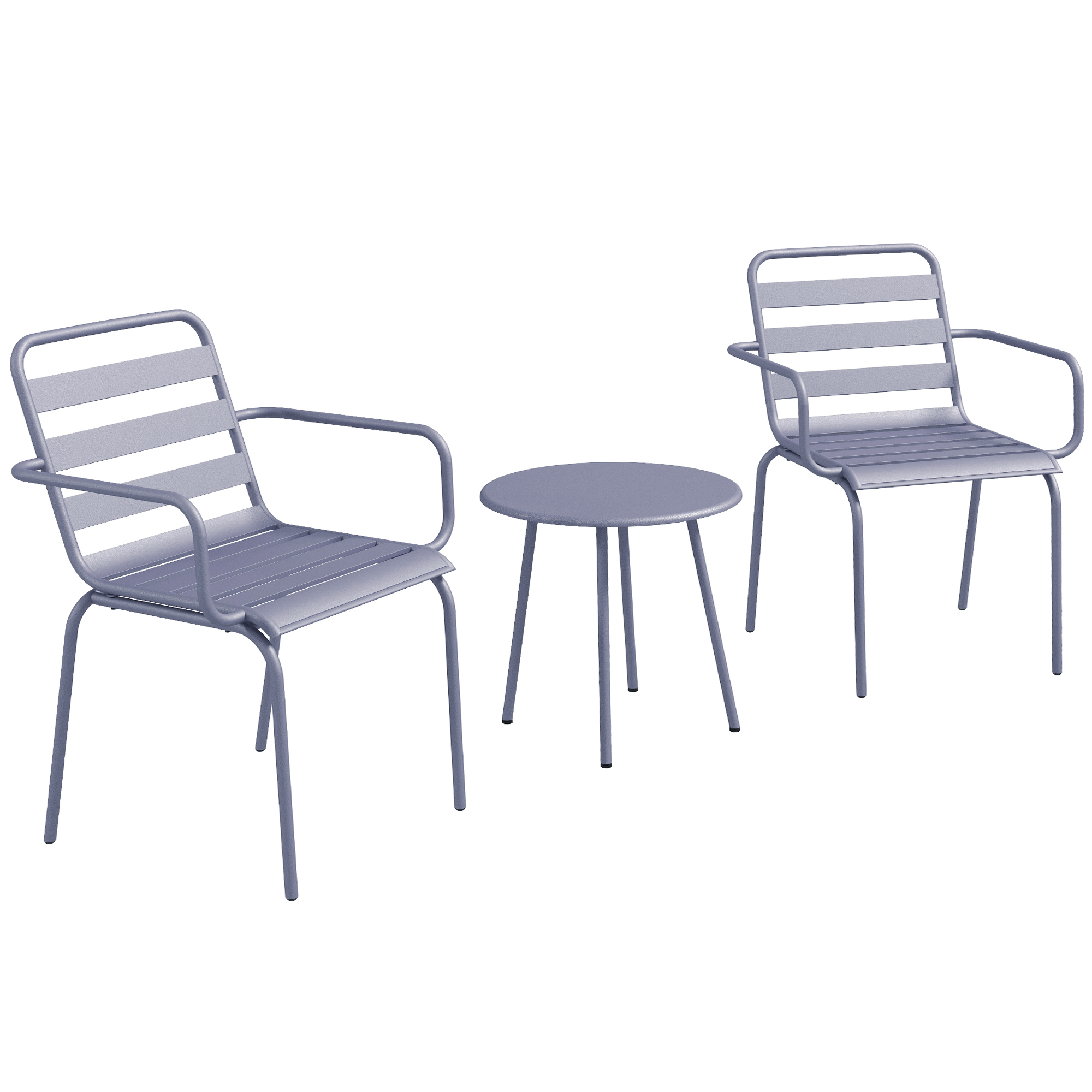 Outsunny 3-delige Bistroset Balkonbistroset 2-delige Bistroset, opklapbaar, modern design, 51 x 58 x 78 cm, Lichtgrijs