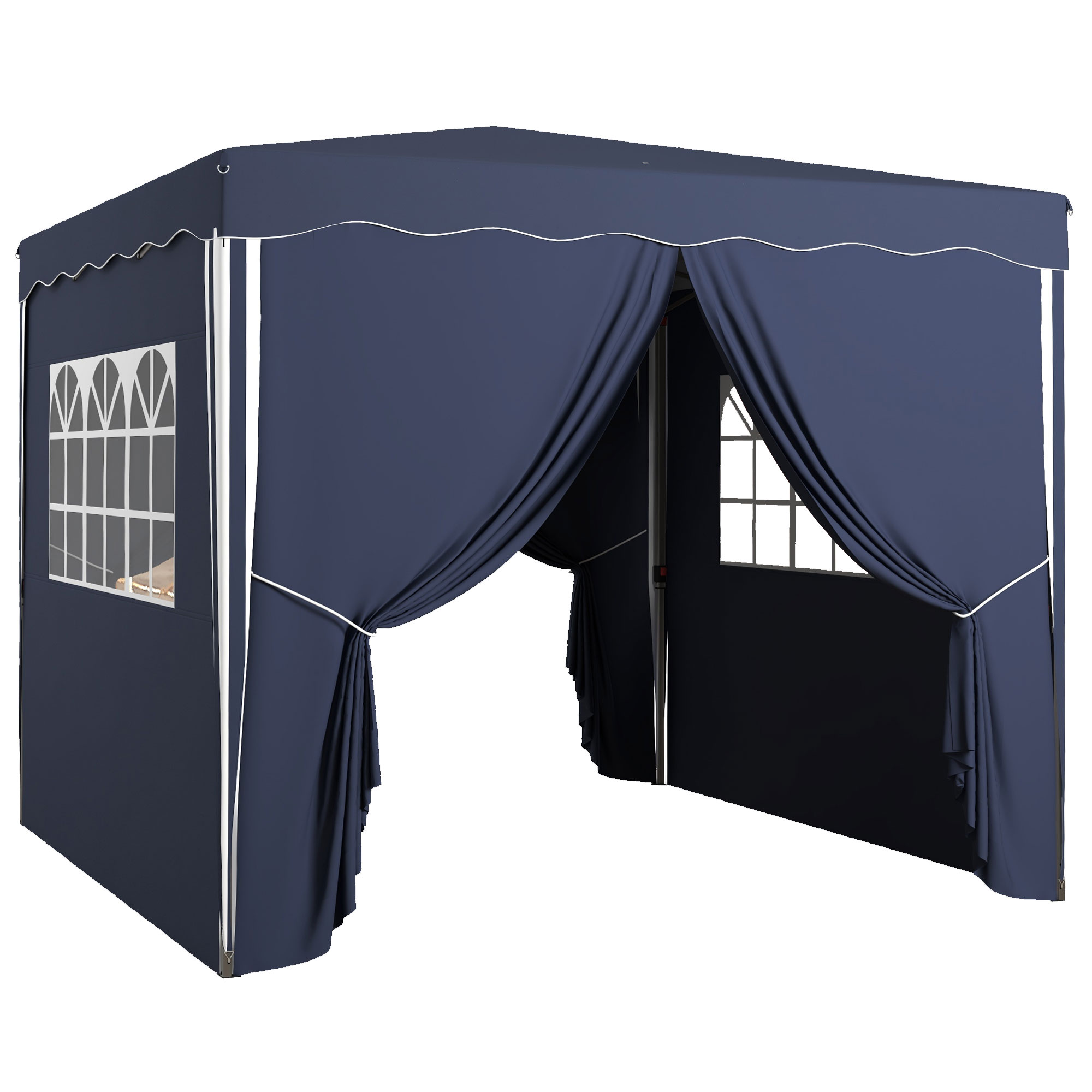 Outsunny Opvouwbare tuinpaviljoen, verstelbaar in hoogte, 2 grote ramen, draagtas, metalen frame, 3x3m, Blauw