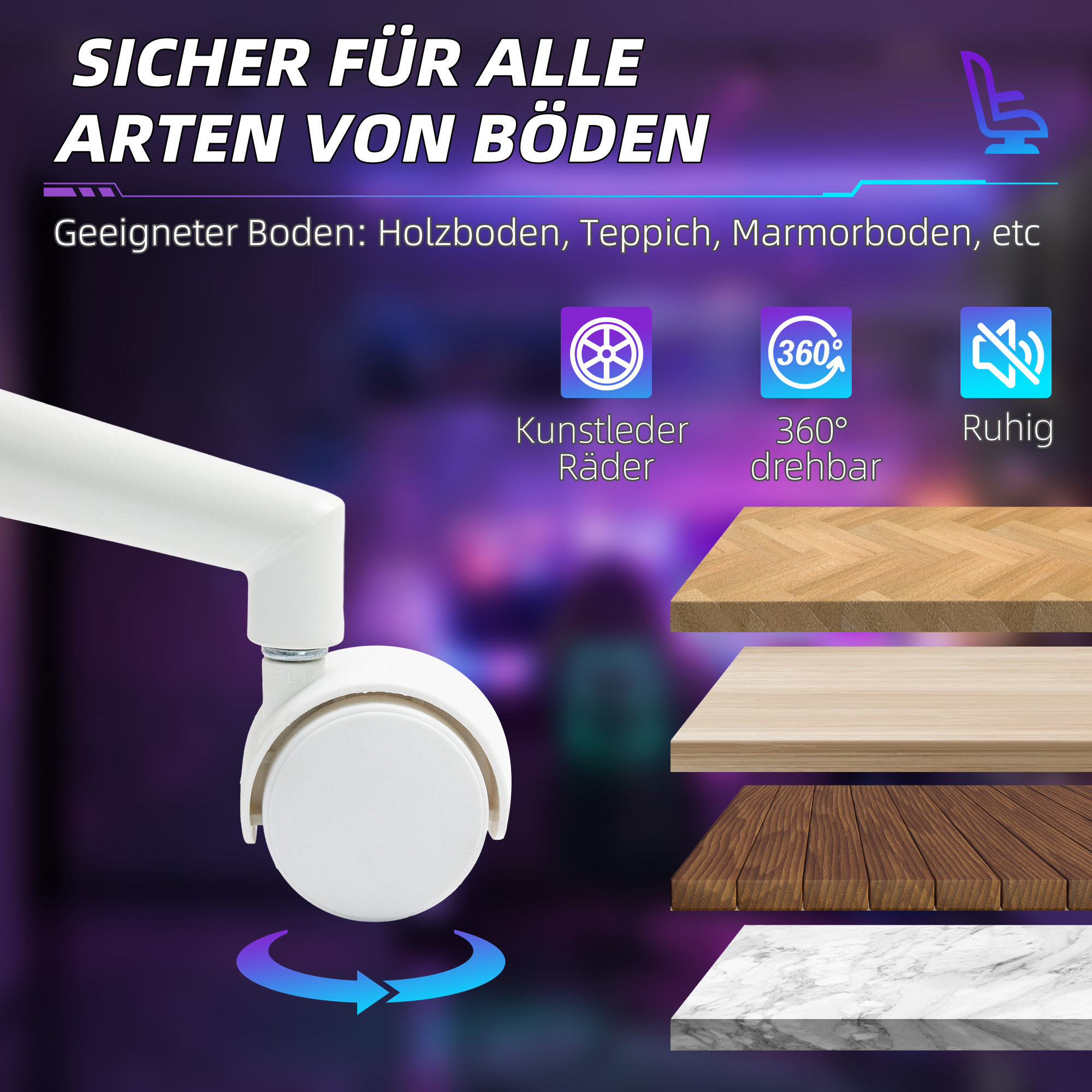 HOMCOM Gamingstoel, Verstelbare Armleuningen & Rugleuning, Kunstleren Bekleding, Tot 120 kg, Blauw