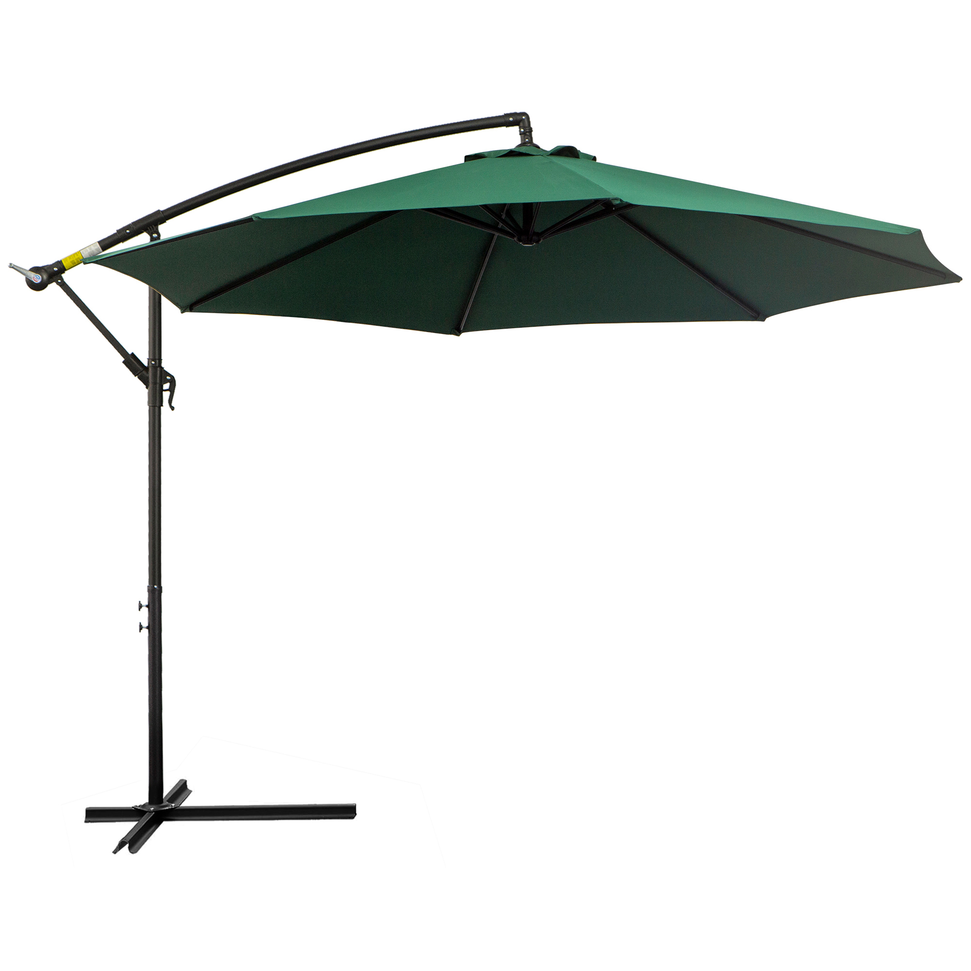 Outsunny Parasol met Handzwengel Weerbestendig 3 m x 3 m x 2,5 m XXL Groen
