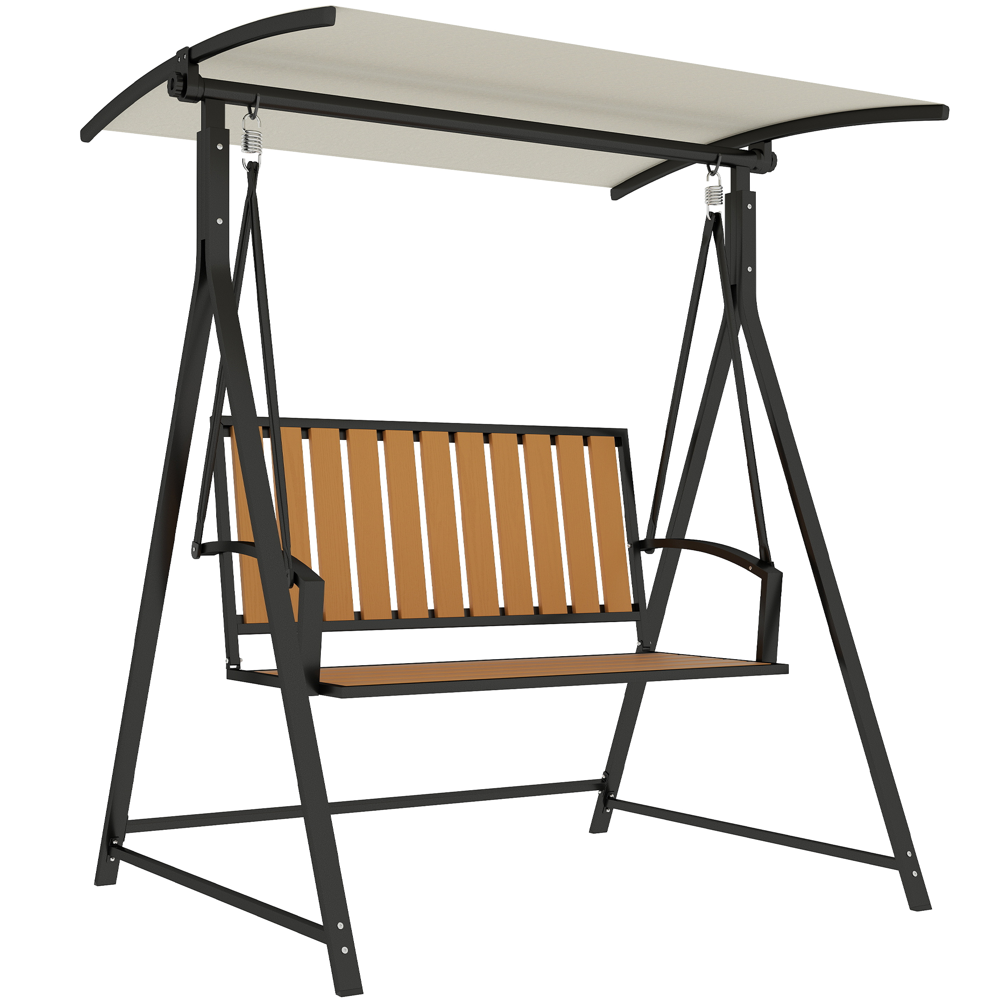 Outsunny Hollywoodschommel met verstelbaar zonnescherm, 2-zits Tuinschommel 142 x 112 x 162cm, Zwart
