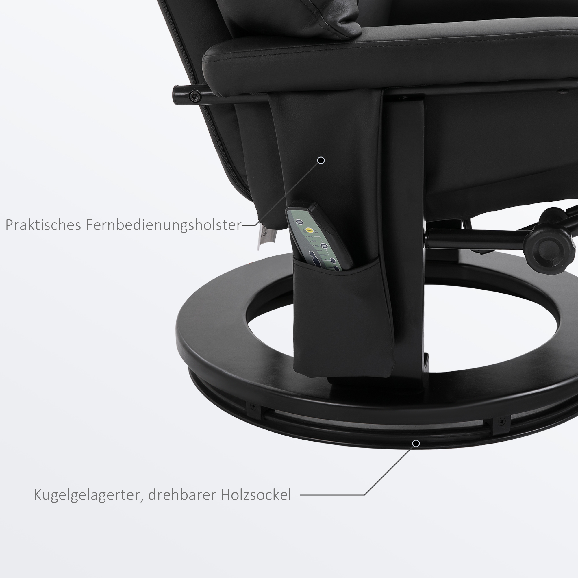 HOMCOM relaxfauteuil met massagestoel incl. kruk zwart