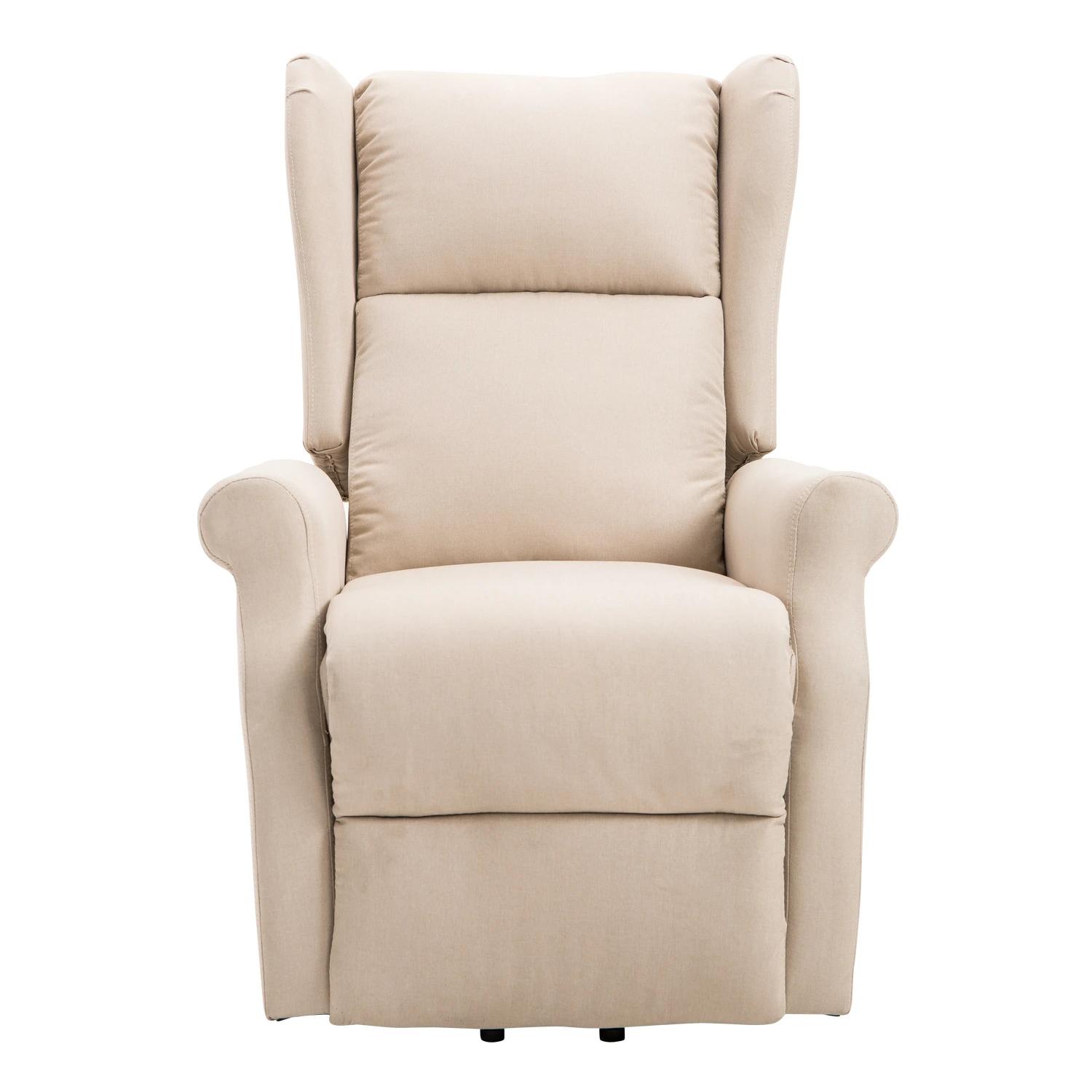HOMCOM® relaxstoel tv-stoel met elektrische opstahulp linnen hout schuimstof crème 72,5 x 94 x 109 cm | Aosom.nl