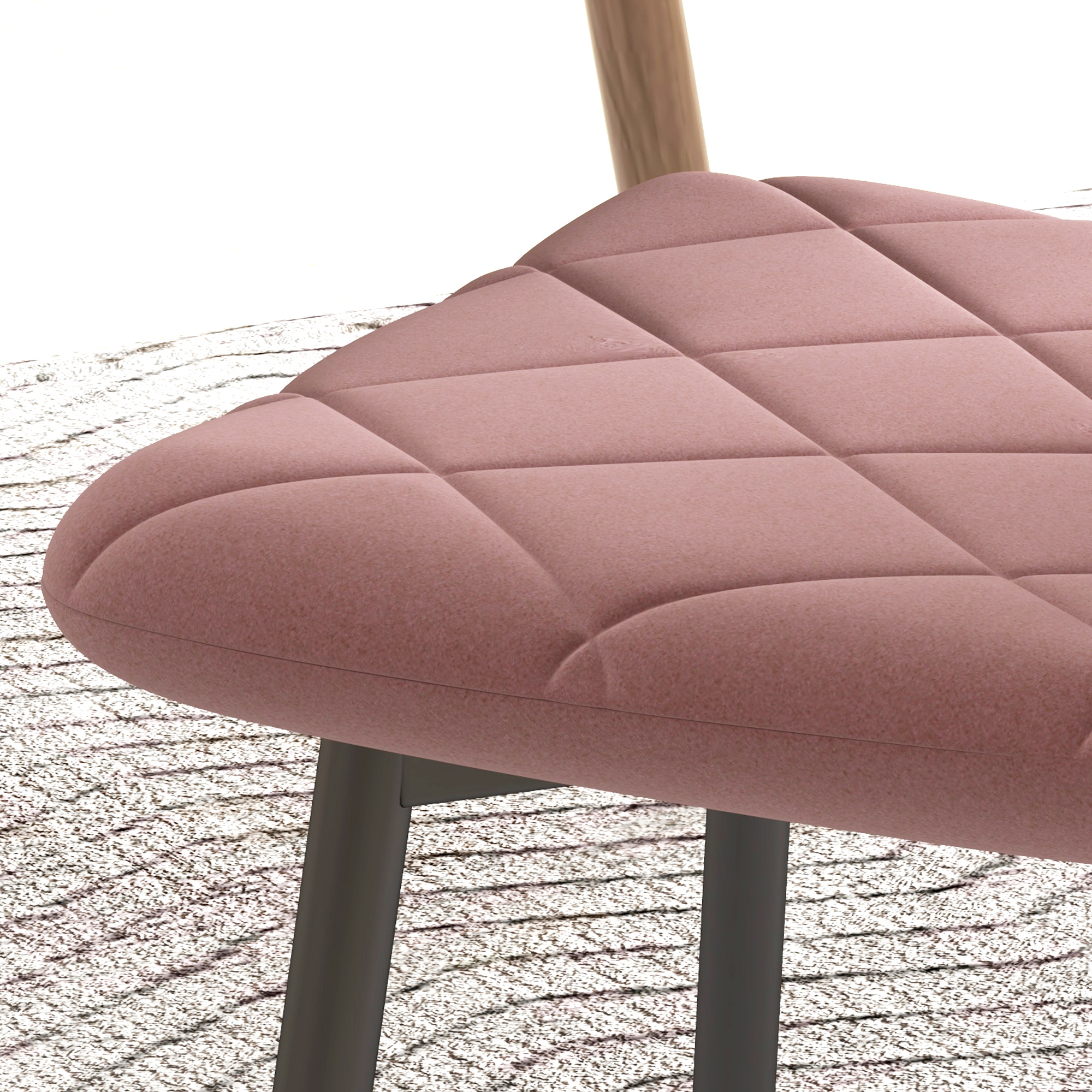 HOMCOM 4-delige Set Eetkamerstoelen in Fluwelen Look met Rugleuning, 45 x 54 x 87 cm, Roze