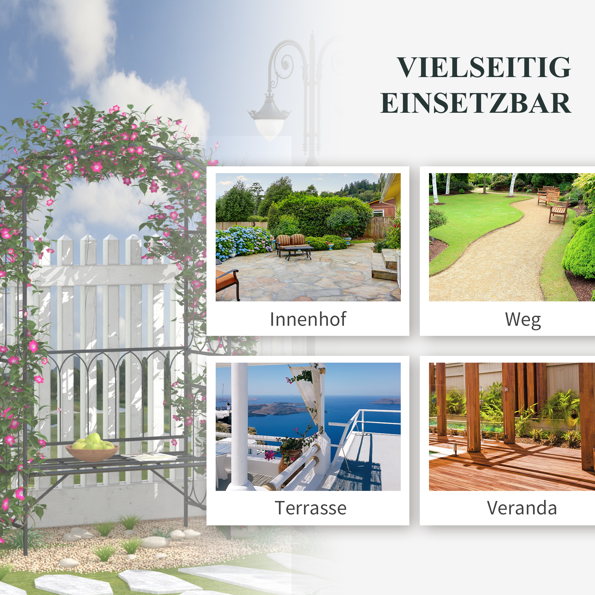 Rozenbank rozenboog steun met bankje filosofenbank prieelbankje tuinbank