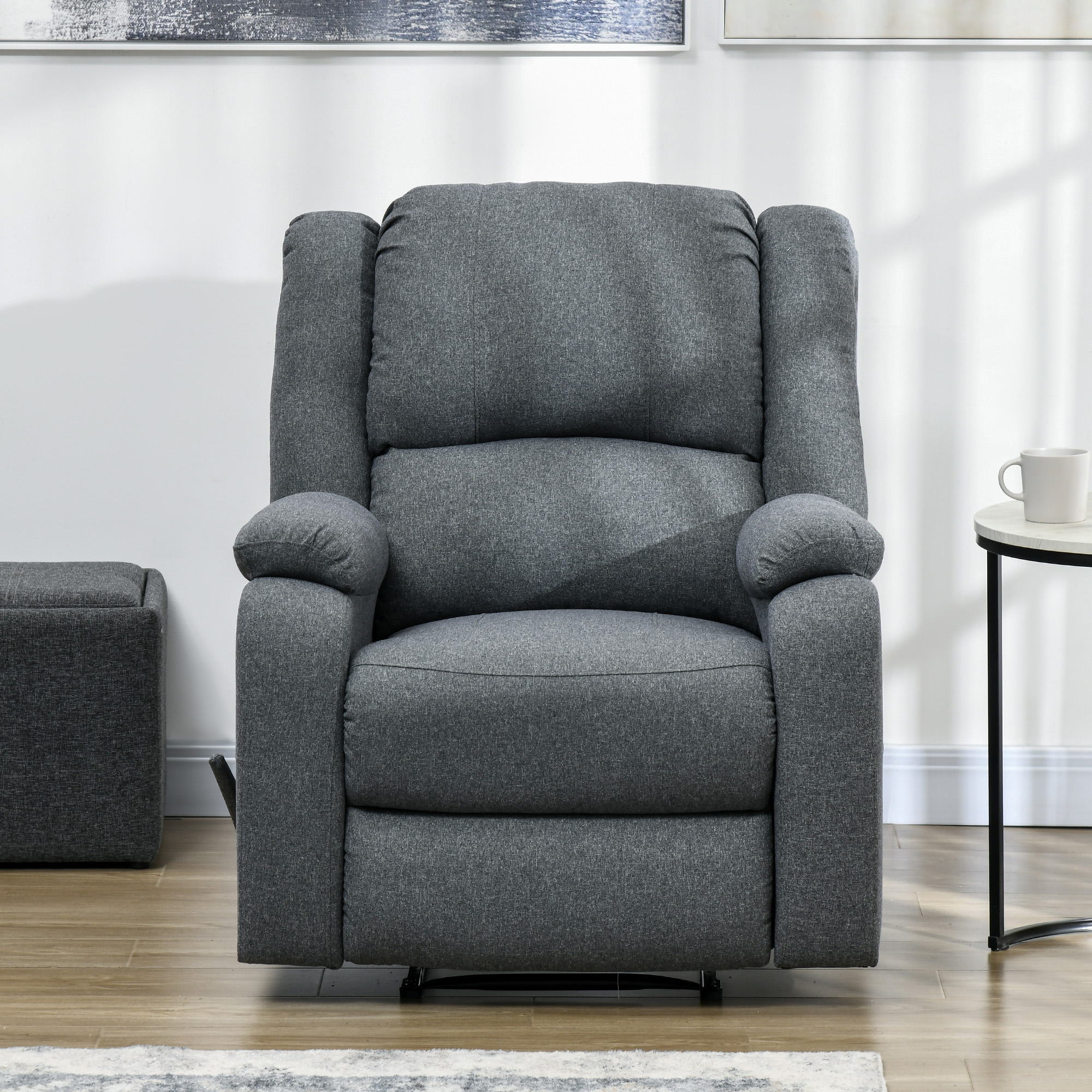 HOMCOM Relaxstoel met ligfunctie en voetsteun, verstelbaar, tot 150 kg, stalen frame, 90 x 96 x 98 cm, Grijs