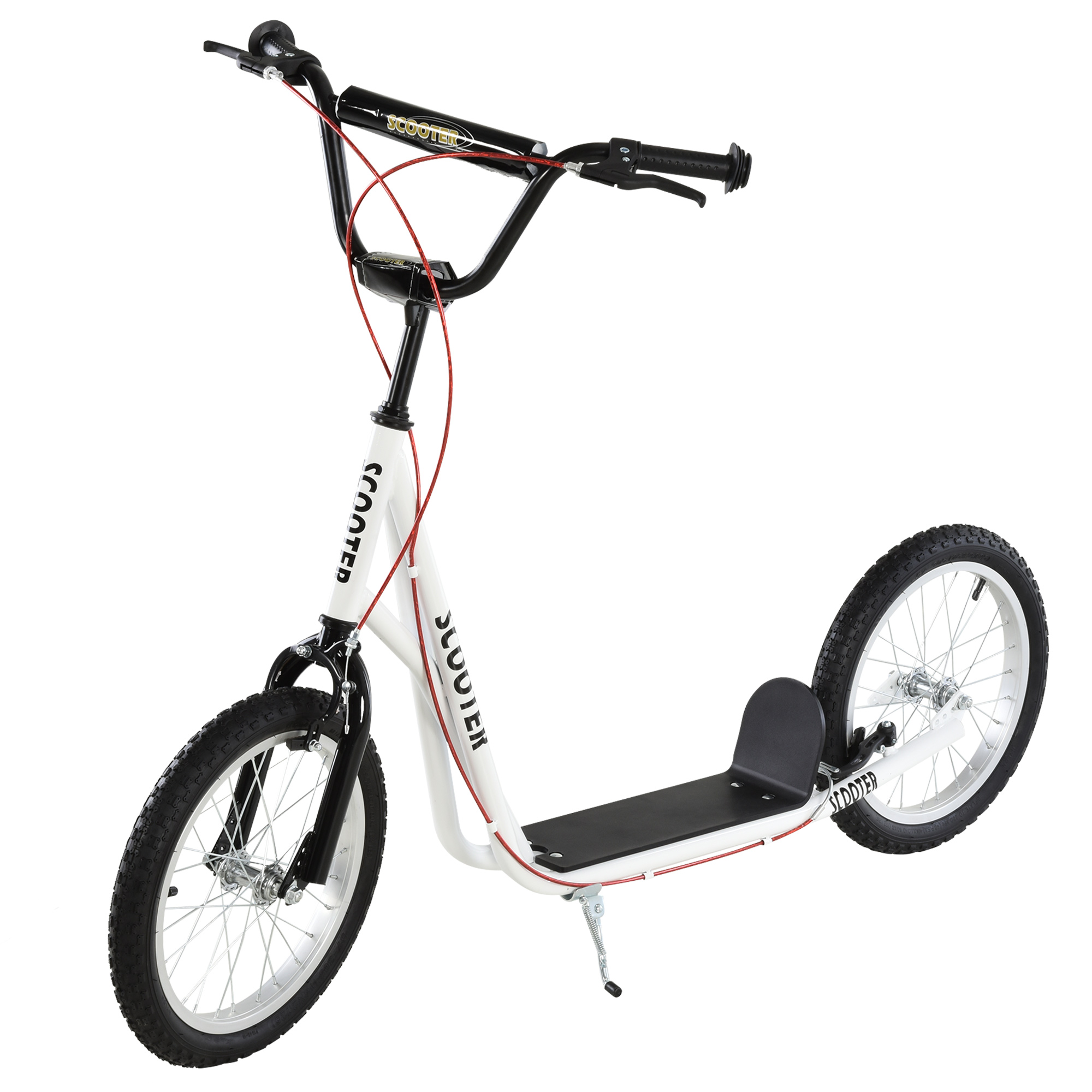 HOMCOM step scooter stadsscooter kinderen luchtband verstelbare step aluminium wit