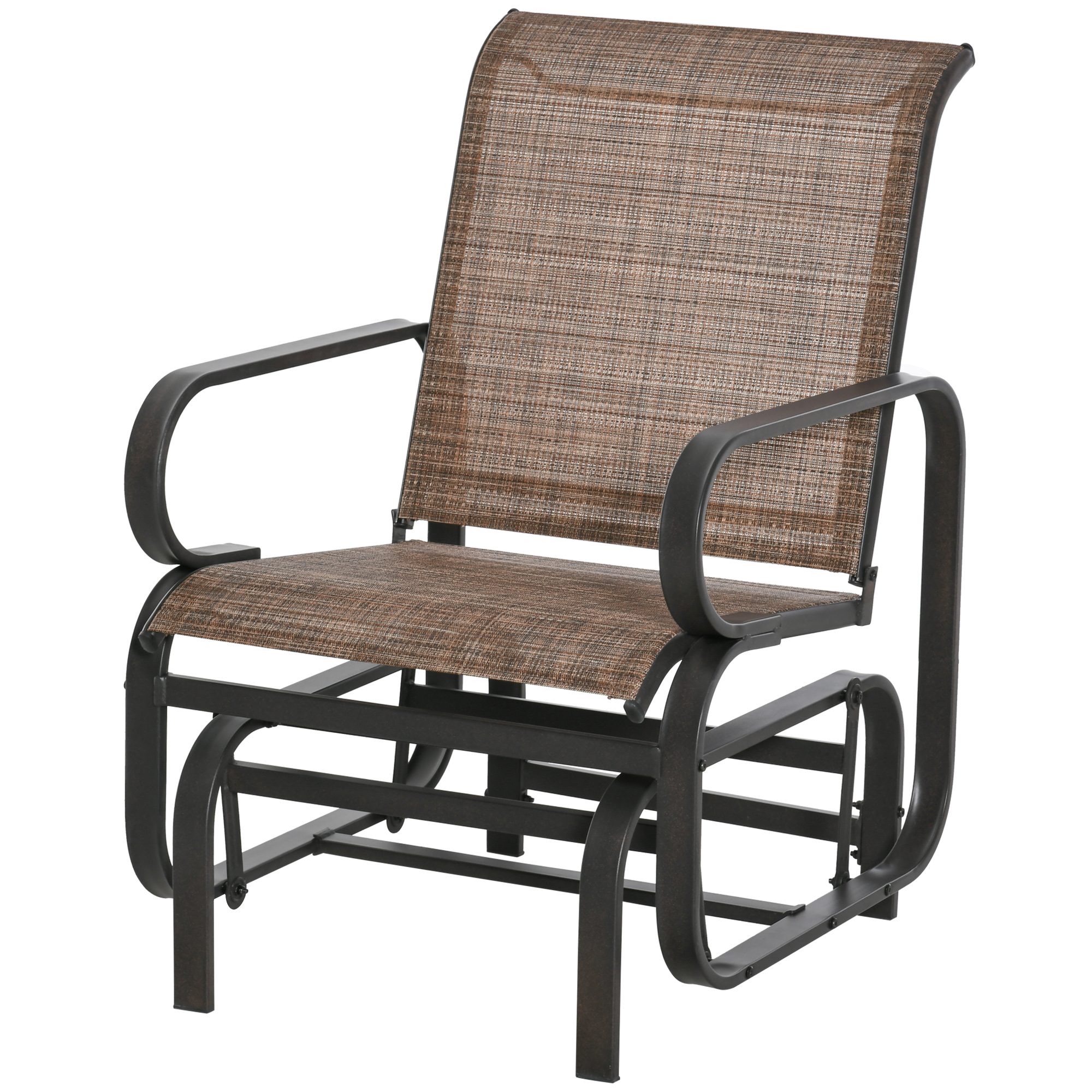Outsunny Schommelstoel Staal Textline Bruin 62 x 75 x 91,5 cm