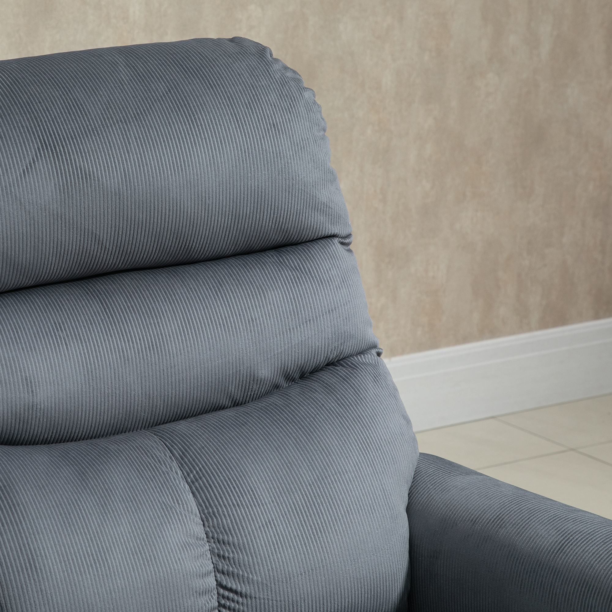 HOMCOM tv-stoel met massagefunctie opstahulp afstandsbediening, verwarming elektrisch ligfunctie polyester stof metaal donkergrijs 79 x 97 x 103 cm