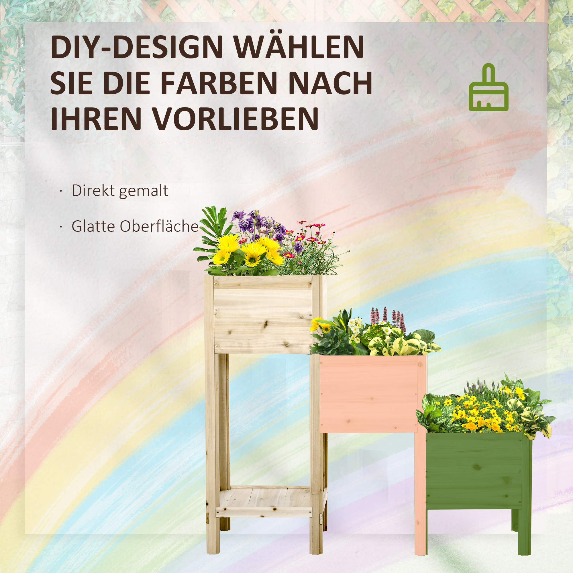 Outsunny verhoogd bed 3 niveaus 125 cm x 45 cm x 108 cm