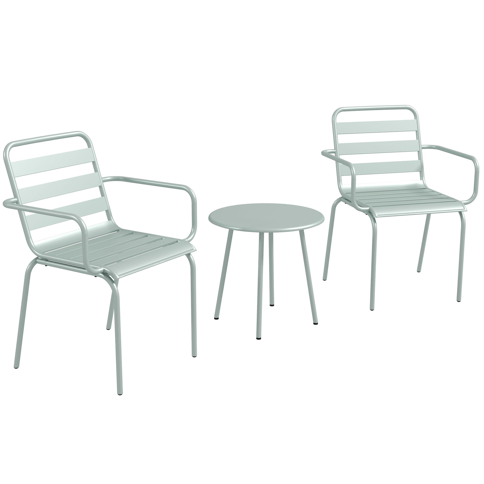 Outsunny 3-delig Bistro-Set Balkonbistro-Set 2-persoons Bistroset, inklapbaar, modern design, 51 x 58 x 78 cm, Groen