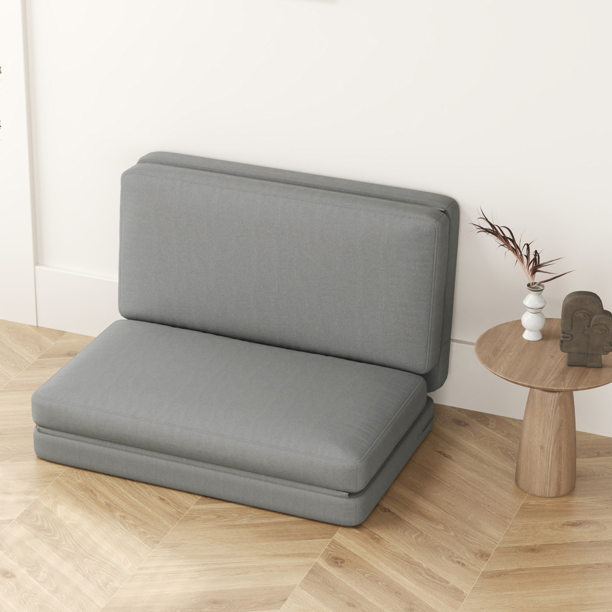 HOMCOM 2-in-1 opvouwbare Relaxstoel, Gastenmatras, deelbaar, 120 cm breed, Lichtgrijs