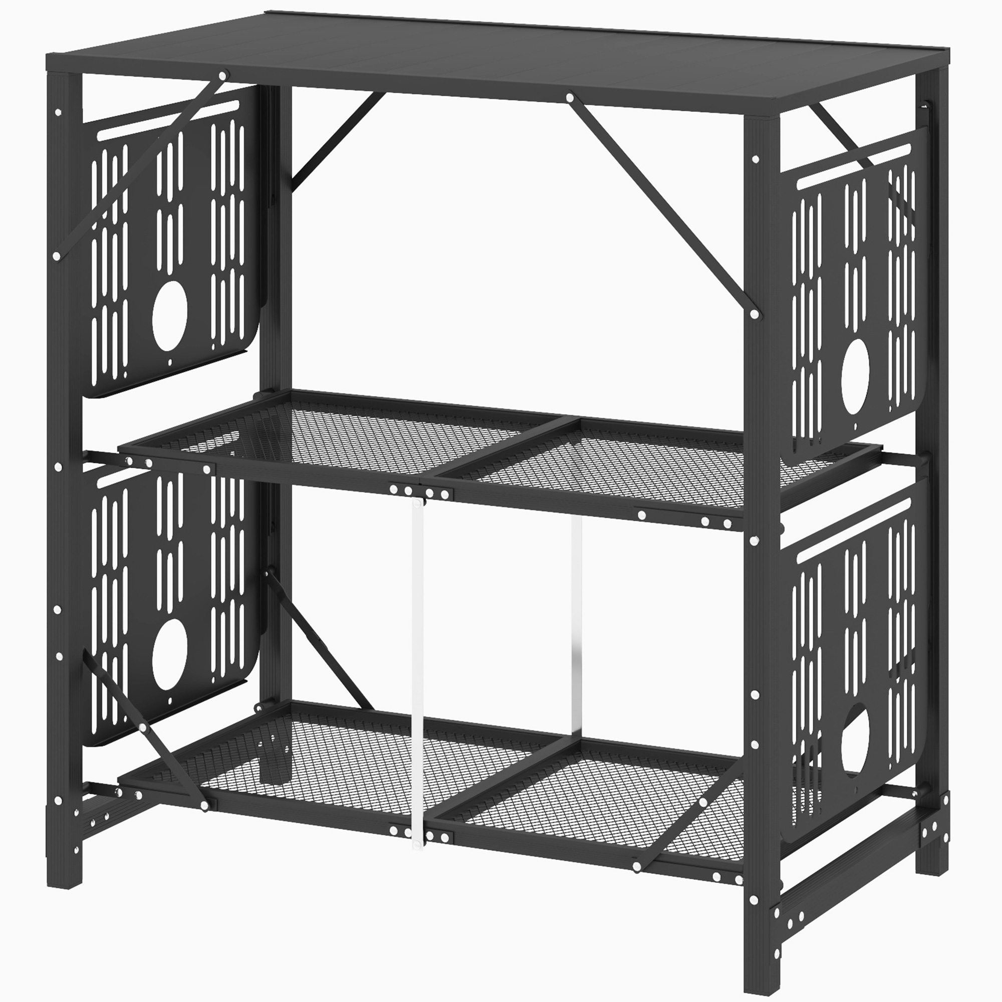 Outsunny Campingtafel Picknicktafel Buitenkeukenkast, Opvouwbaar, Weerbestendig, 126 cm x 44 cm x 80 cm, Zwart