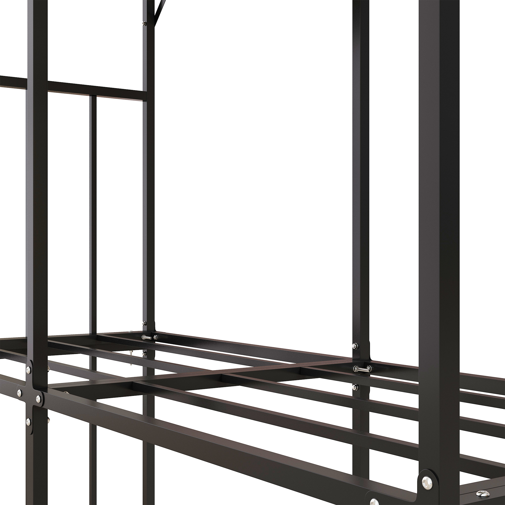 Outsunny Brandhoutrek, 2 lagen, Verzinkt Staal Dak, Metalen Frame, 186 x 75 x 185 cm, Zwart
