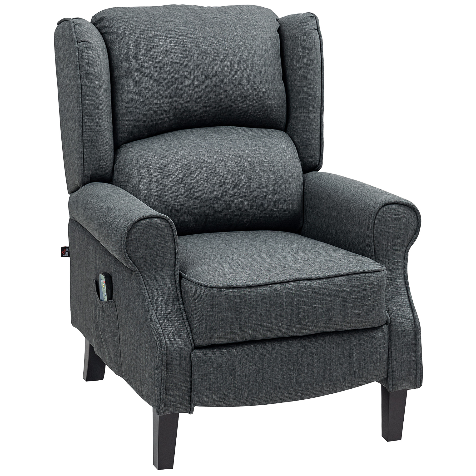 HOMCOM Massagestoel met Verwarmingsfunctie, 2 Massagezones, Ligfunctie, tot 150 kg, Donkergrijs