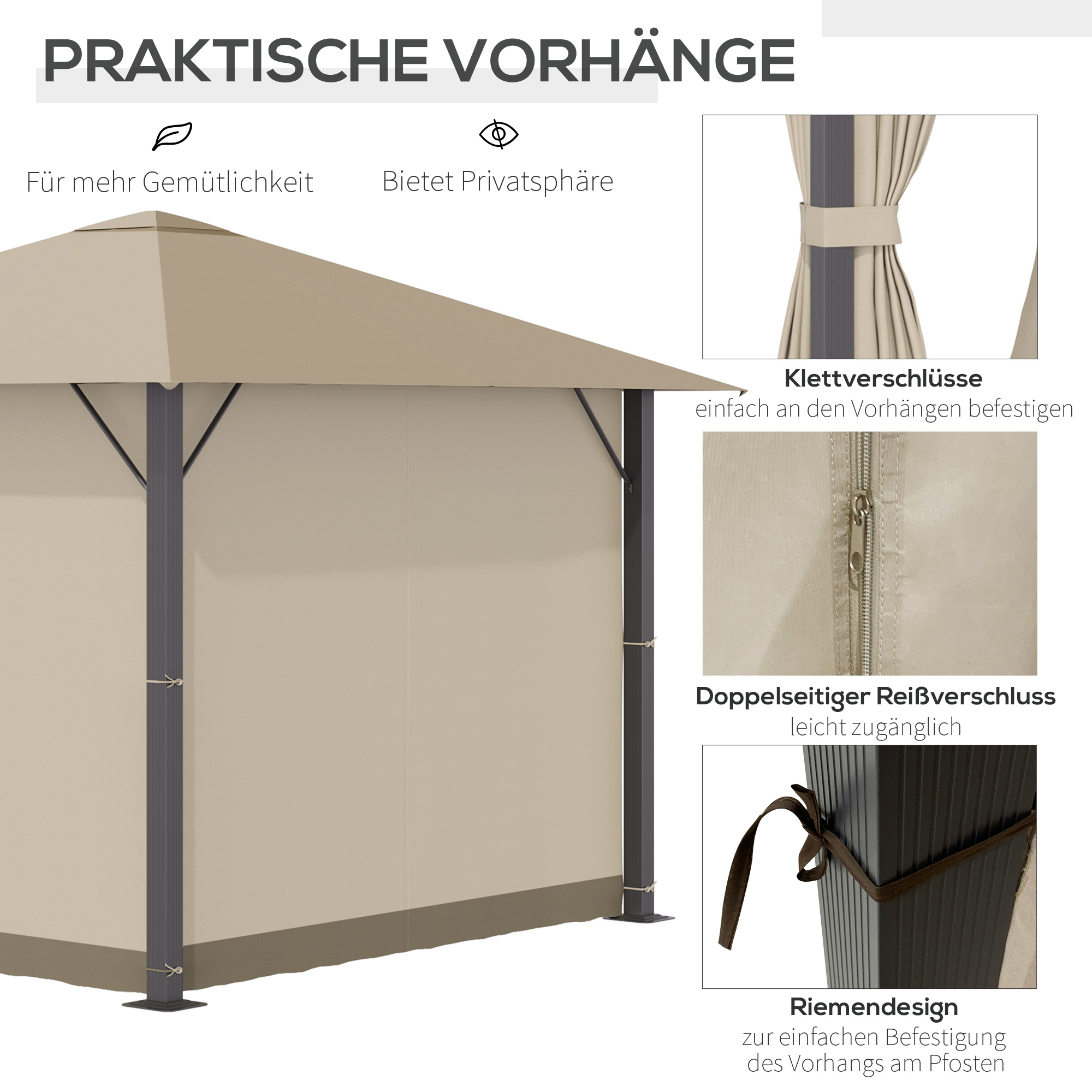 Outsunny tuinhuisje 3m x 3m aluminium staal