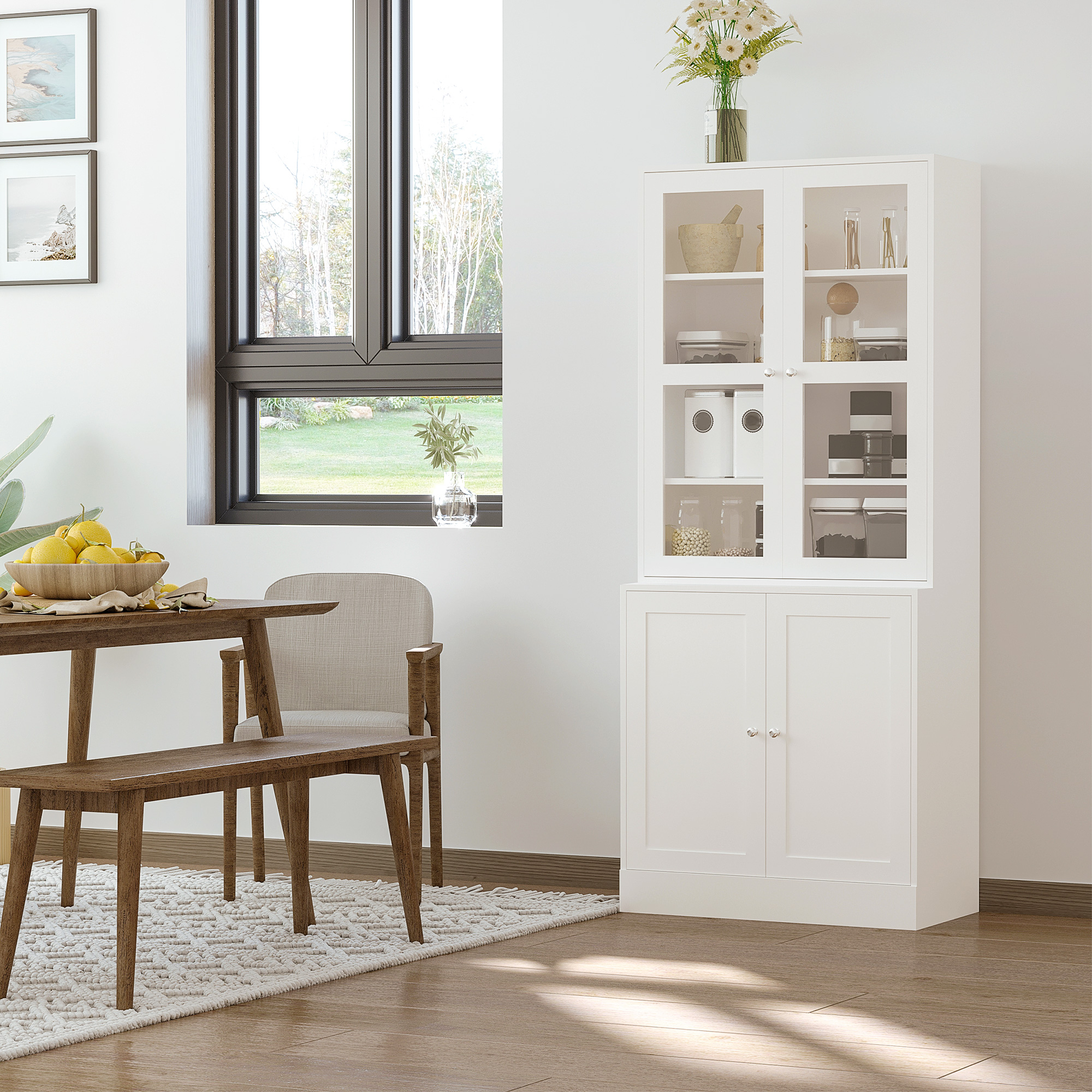 HOMCOM Boekenplank Wandplank Plank, 2 planken, 76 cm x 40 cm x 178,5 cm, Wit