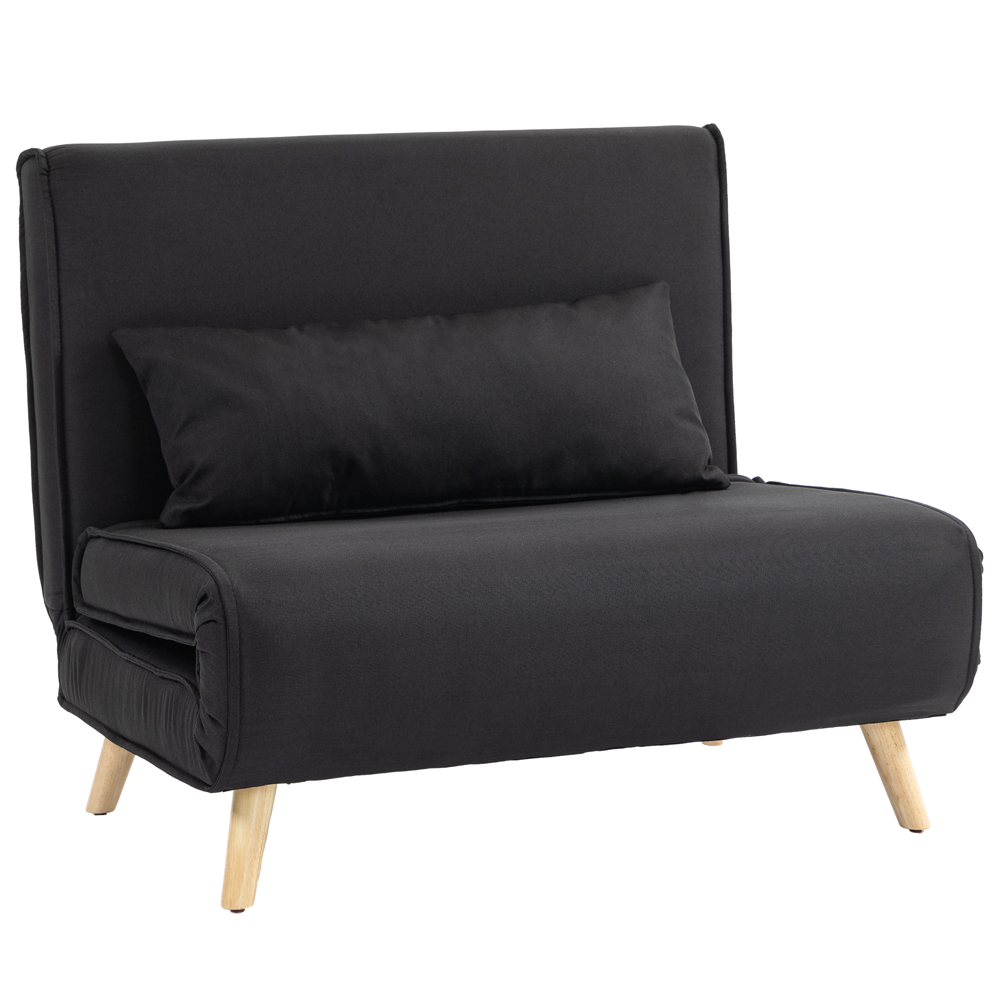 HOMCOM Relaxstoel met Bedfunctie, voor 1 Persoon, Modern Design, tot 350 kg, 94x78x80cm, Zwart