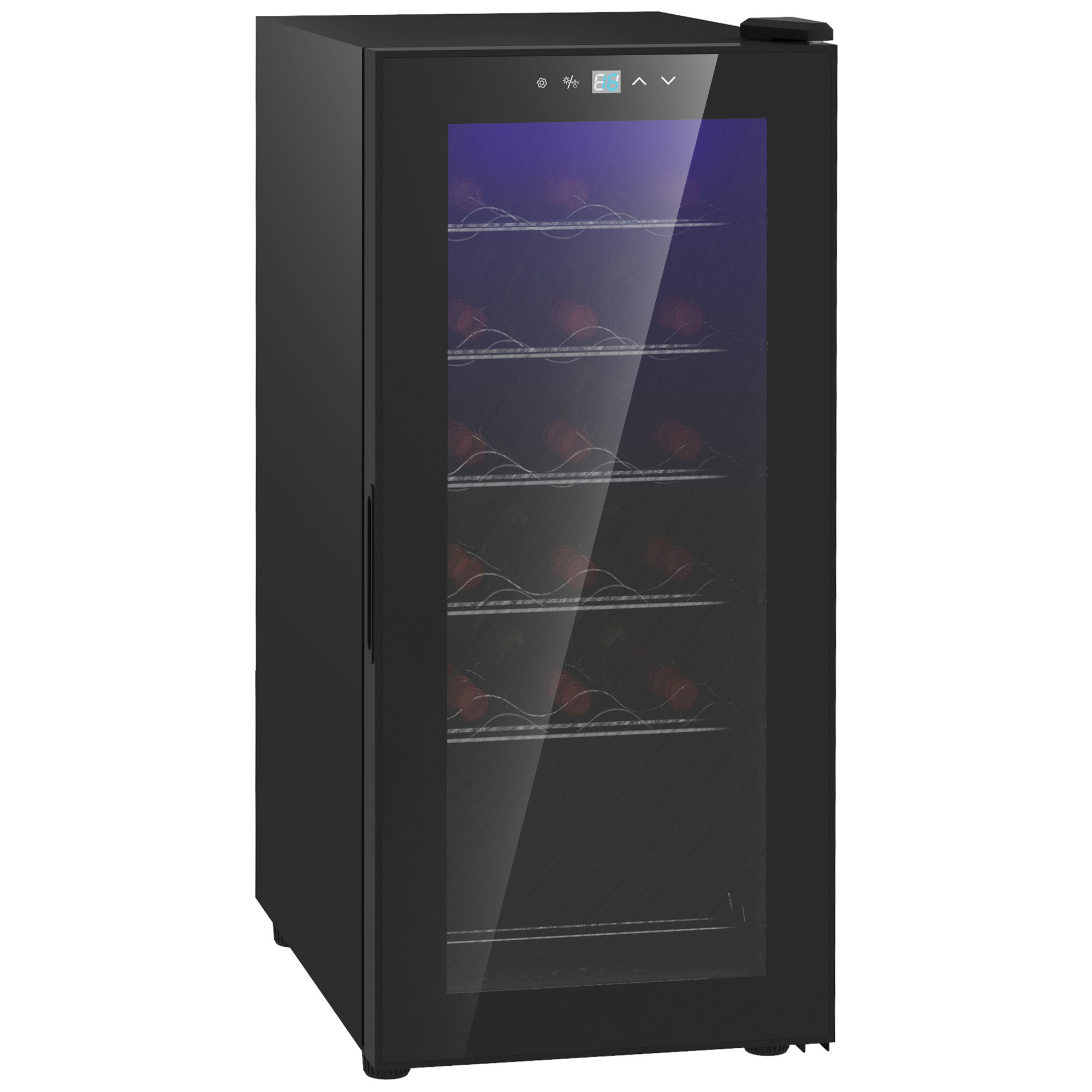 HOMCOM Wijnkoelkast, Stil, 5-18°C, Touchscreen, Verlichting, 34,5x45x78cm, Zwart