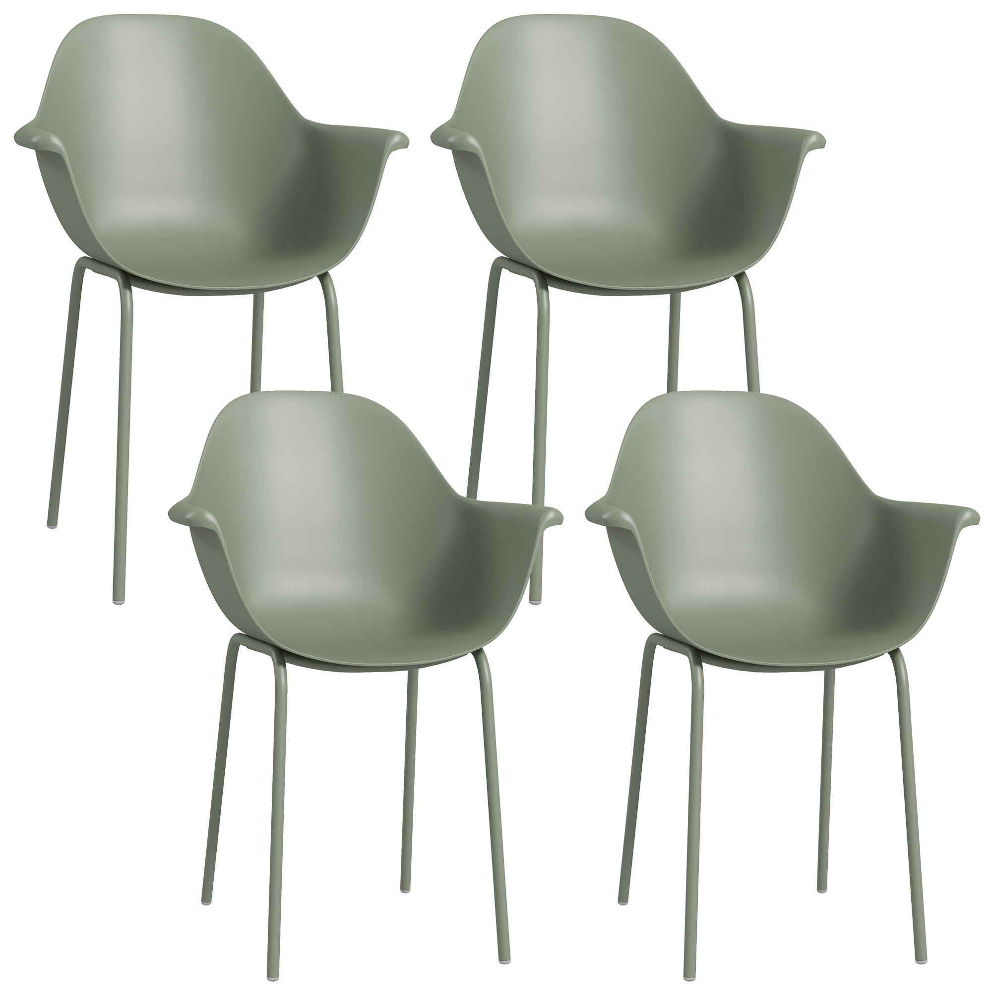 Outsunny 4-delige set tuinstoelen, buitenstoelen, tuinstoel, modern design, 59 cm x 55 cm x 84 cm, groen